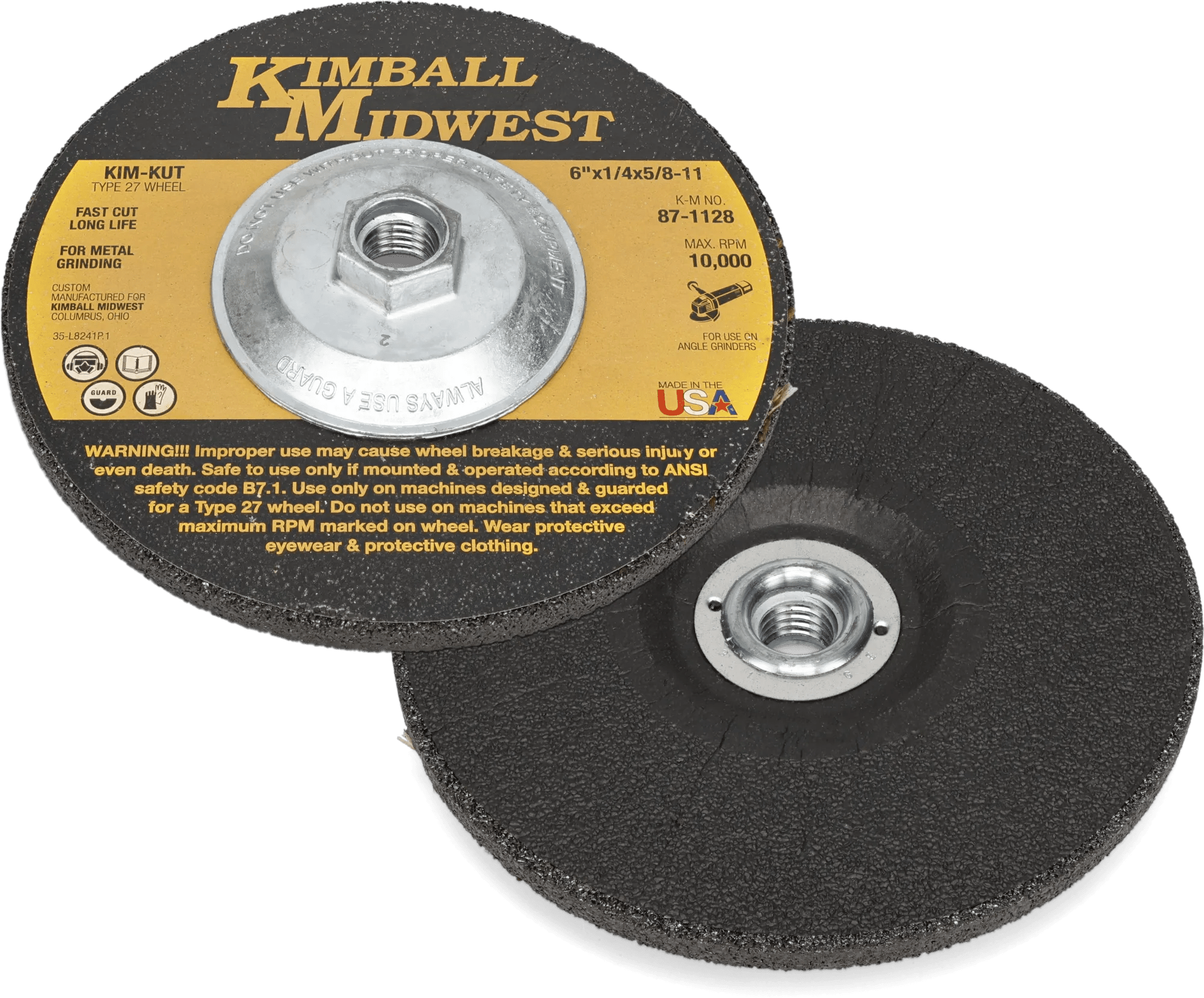 6" x 1/4" x 5/8"-11 Kim-Kut™ Grinding Wheel