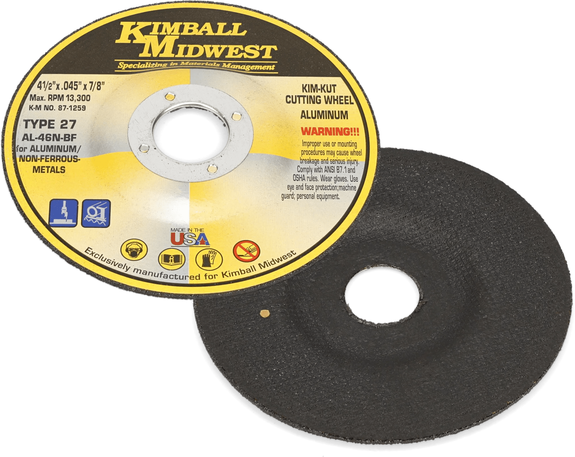 Kim-Kut™ Type-27 Aluminum-Cutting Cut-Off Wheels for Angle Grinders