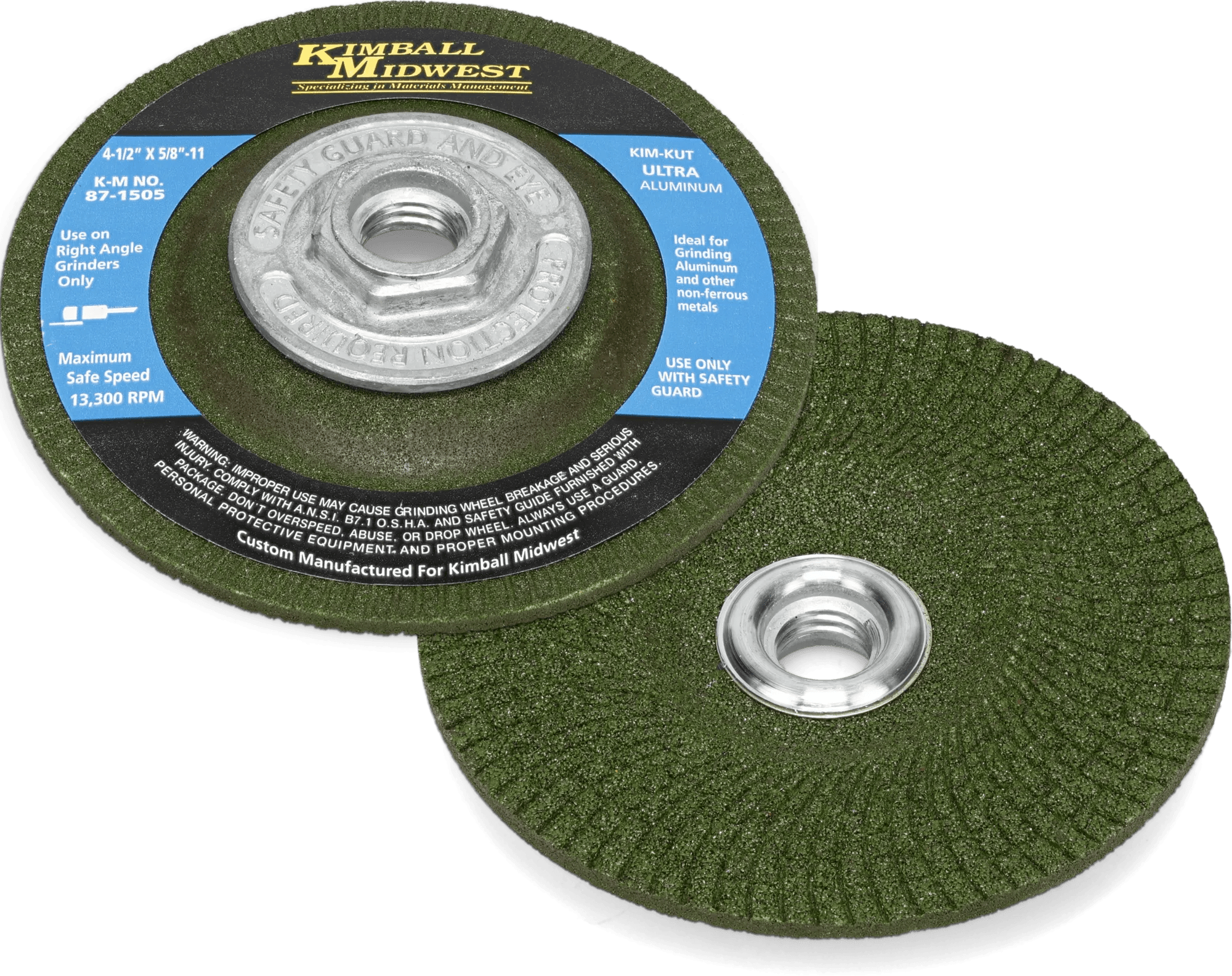 4-1/2" x 3/16" x 5/8"-11" 46 Grit Kim-Kut™ Ultra Aluminum Grinding Wheel - 10 Pack
