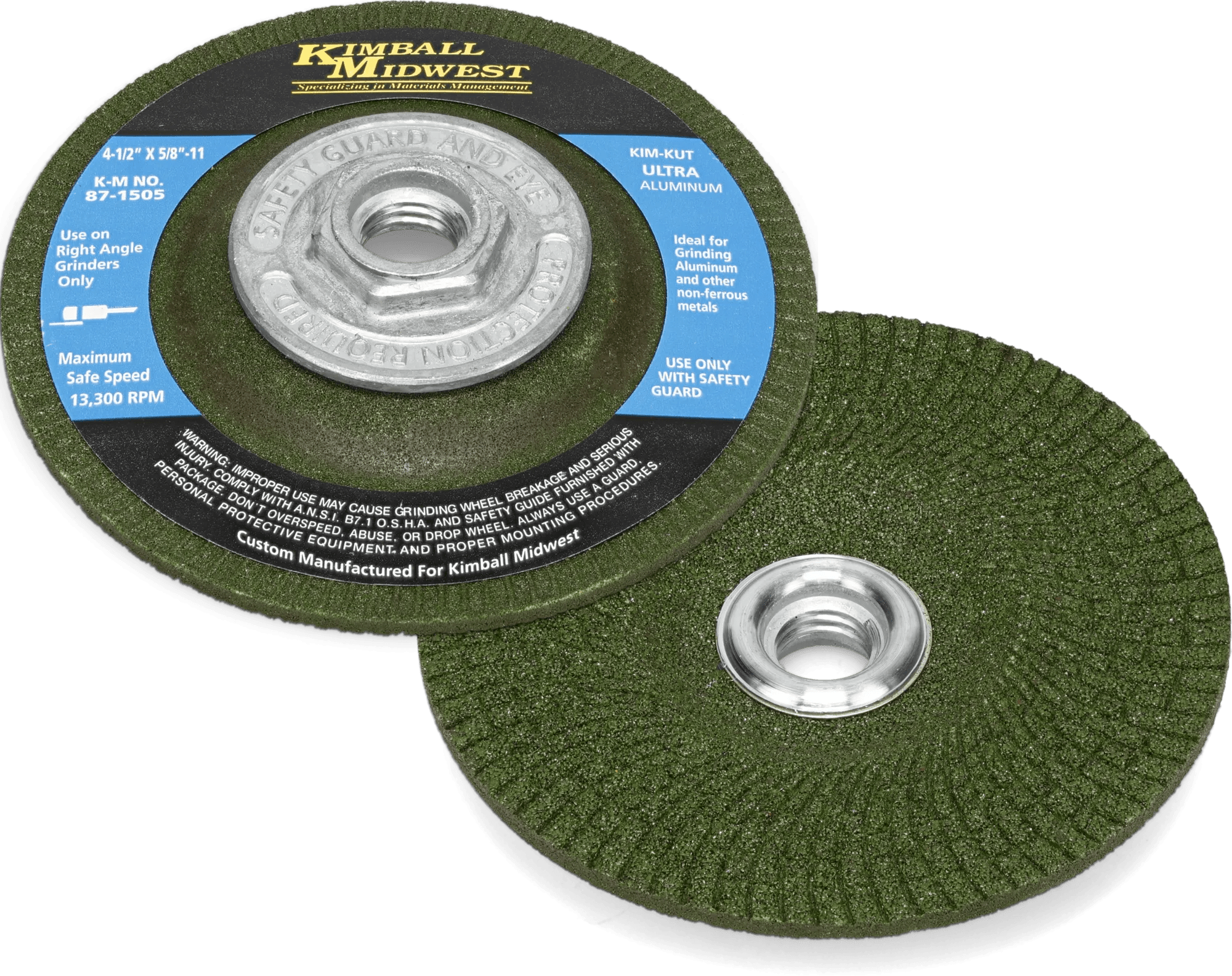 46 Grit 4-1/2" x 3/16 x 5/8"-11 Kim-Kut™ Ultra Type 27 Aluminum Grinding Wheel