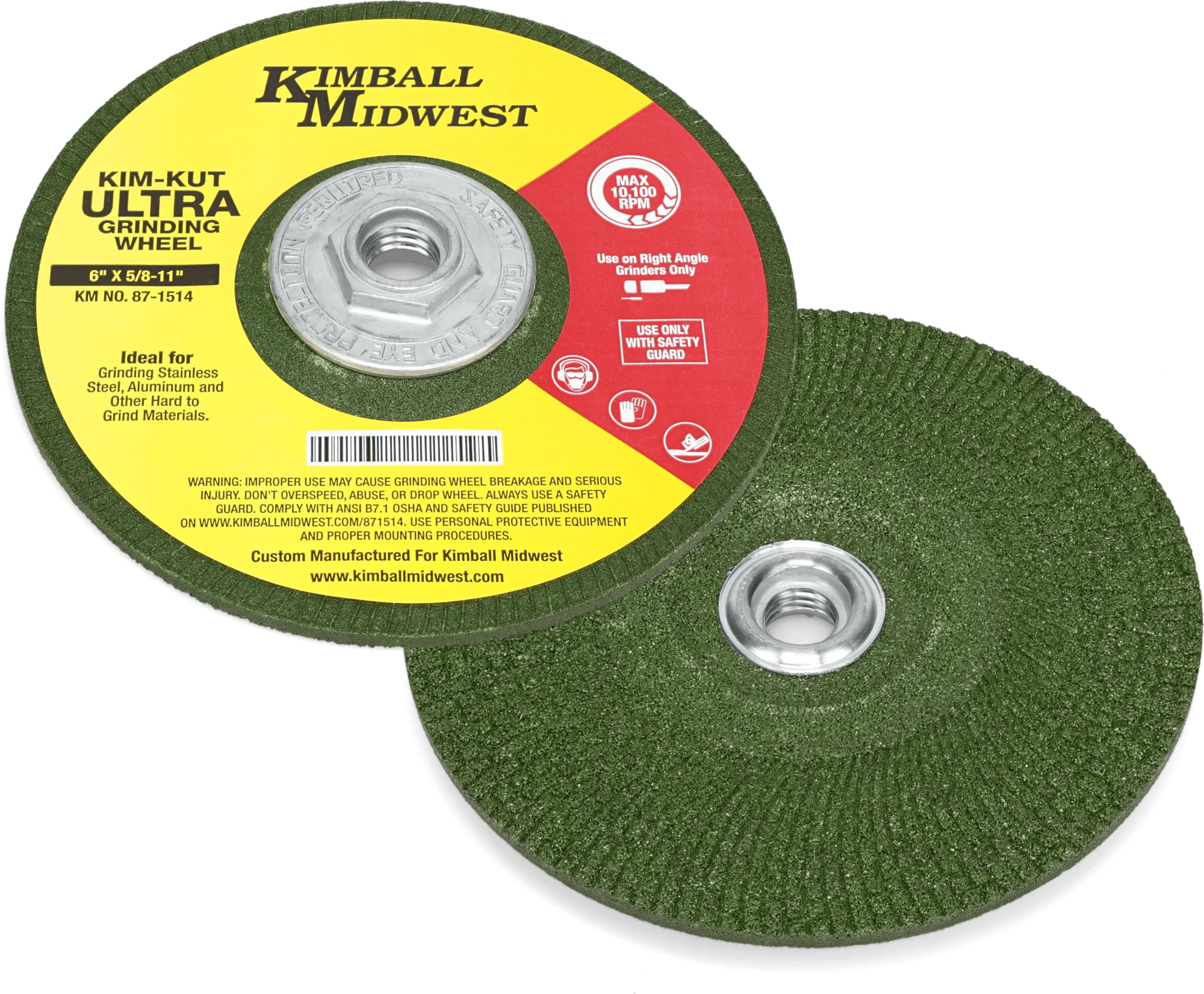 6" x 3/16" x 5/8"-11 36 Grit Kim-Kut™ Ultra Grinding Wheel - 5 Pack