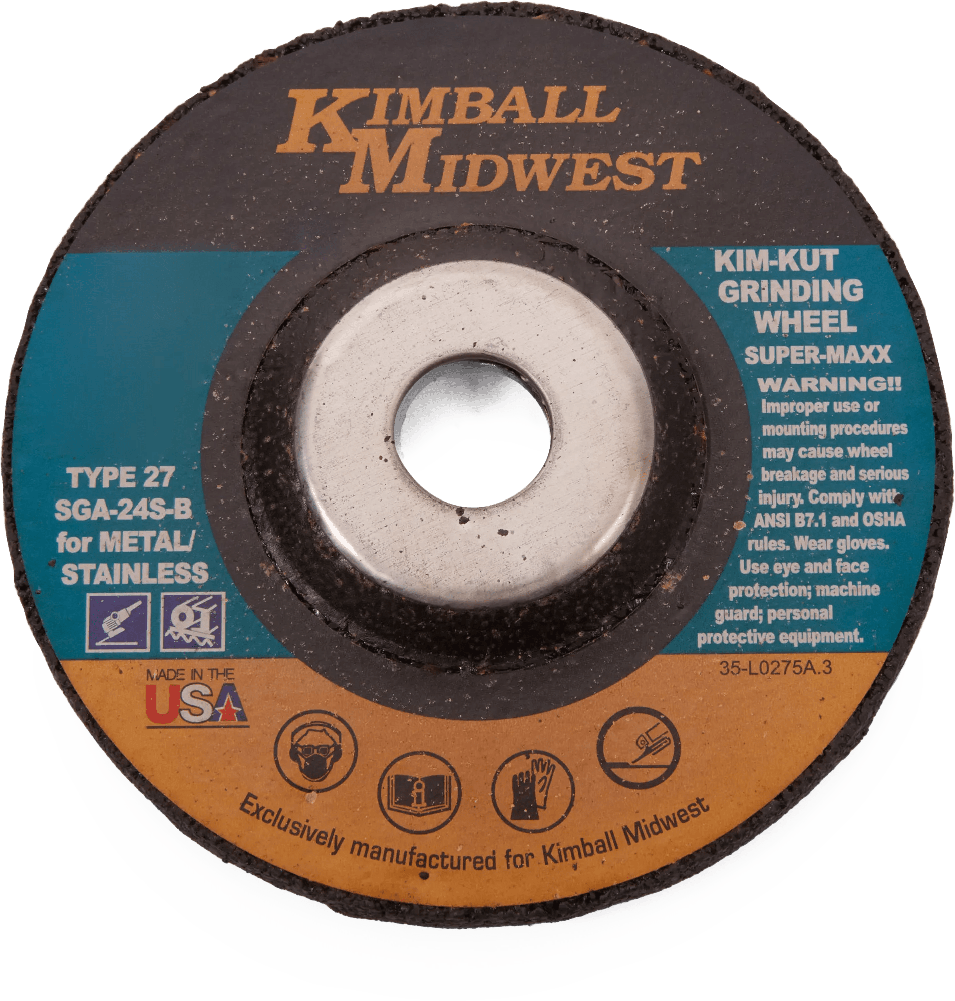 4" x 1/4" x 5/8" Type 27 Kim-Kut™ Super-Maxx Grinding Wheel