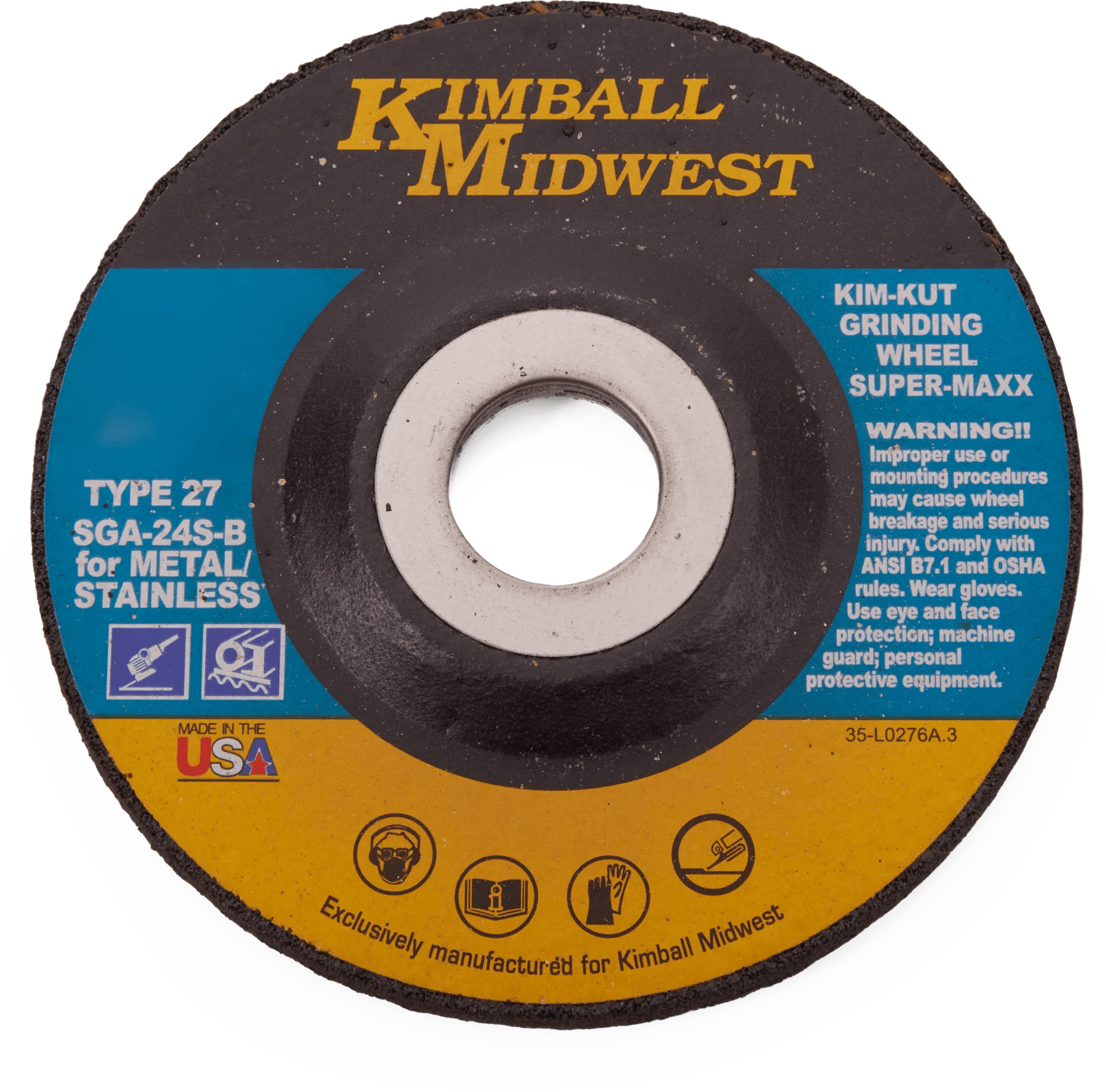 4-1/2" x 1/4" x 7/8" Type 27 Kim-Kut Super-Maxx™ Grinding Wheel