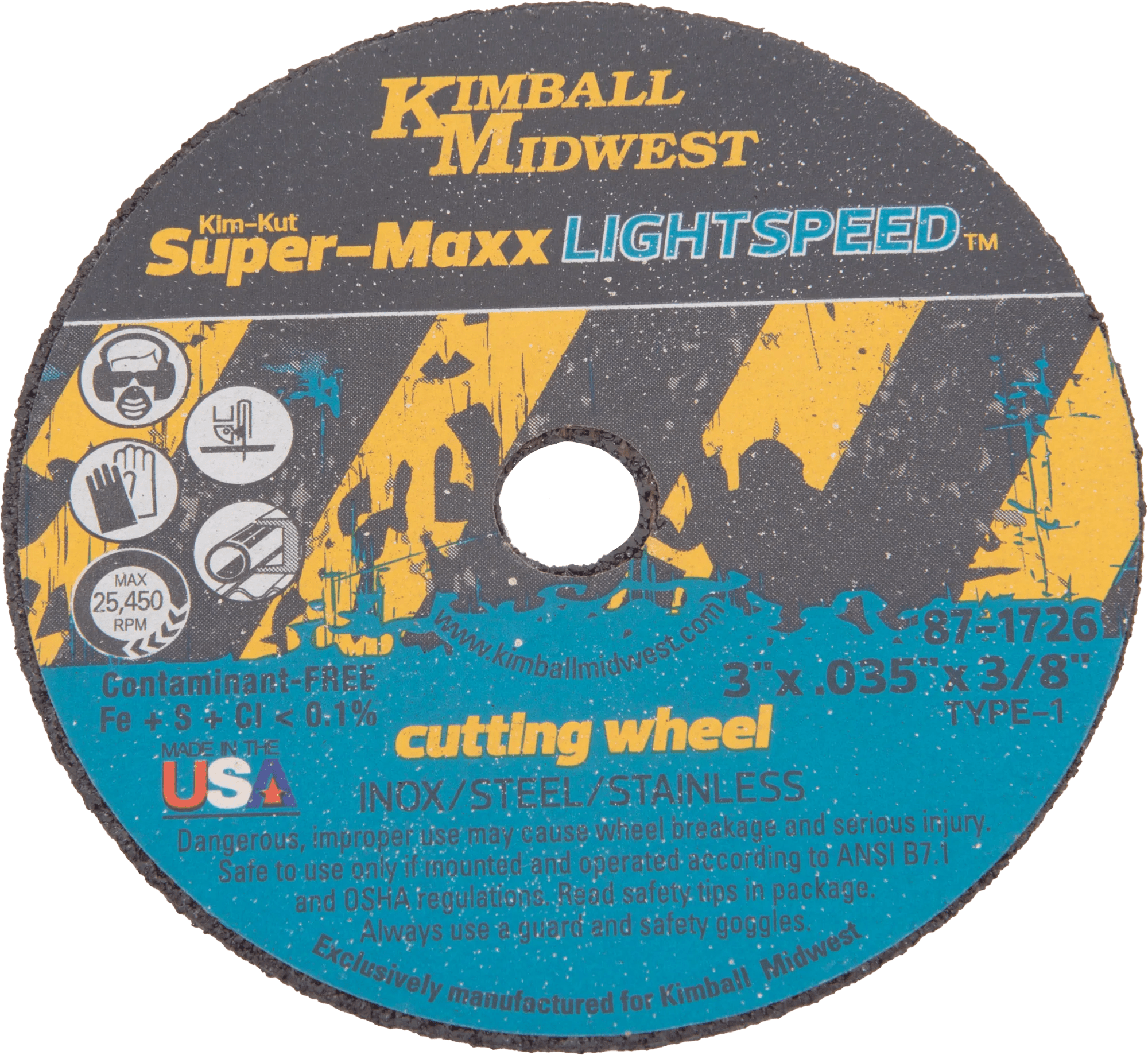 3" x .035" x 3/8" Type 1 Kim-Kut™ Super-Maxx Lightspeed™ Cut-Off Wheel - Bulk