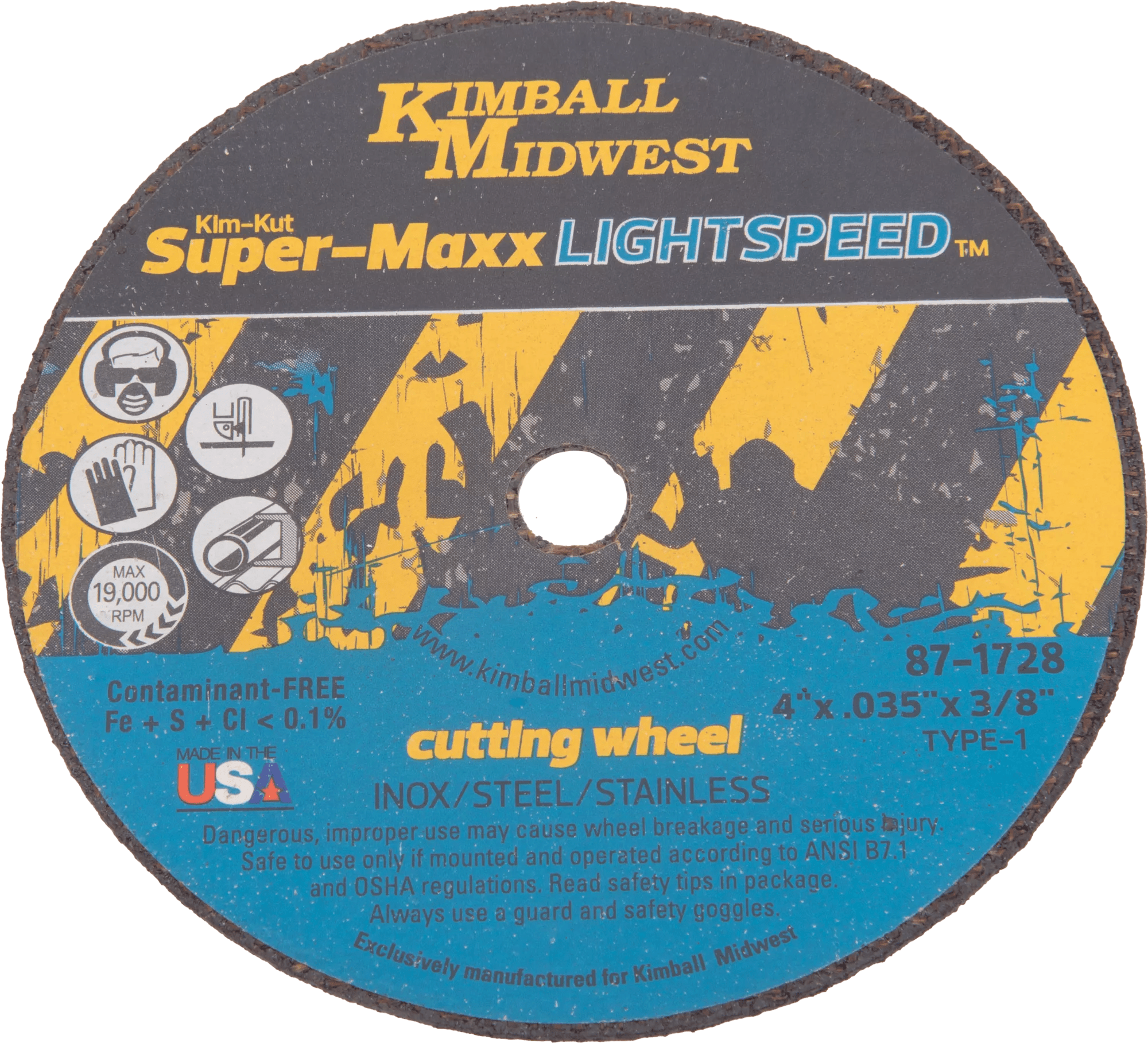 4" x .035" x 3/8" Type 1 Kim-Kut™ Super-Maxx Lightspeed™ Cut-Off Wheel