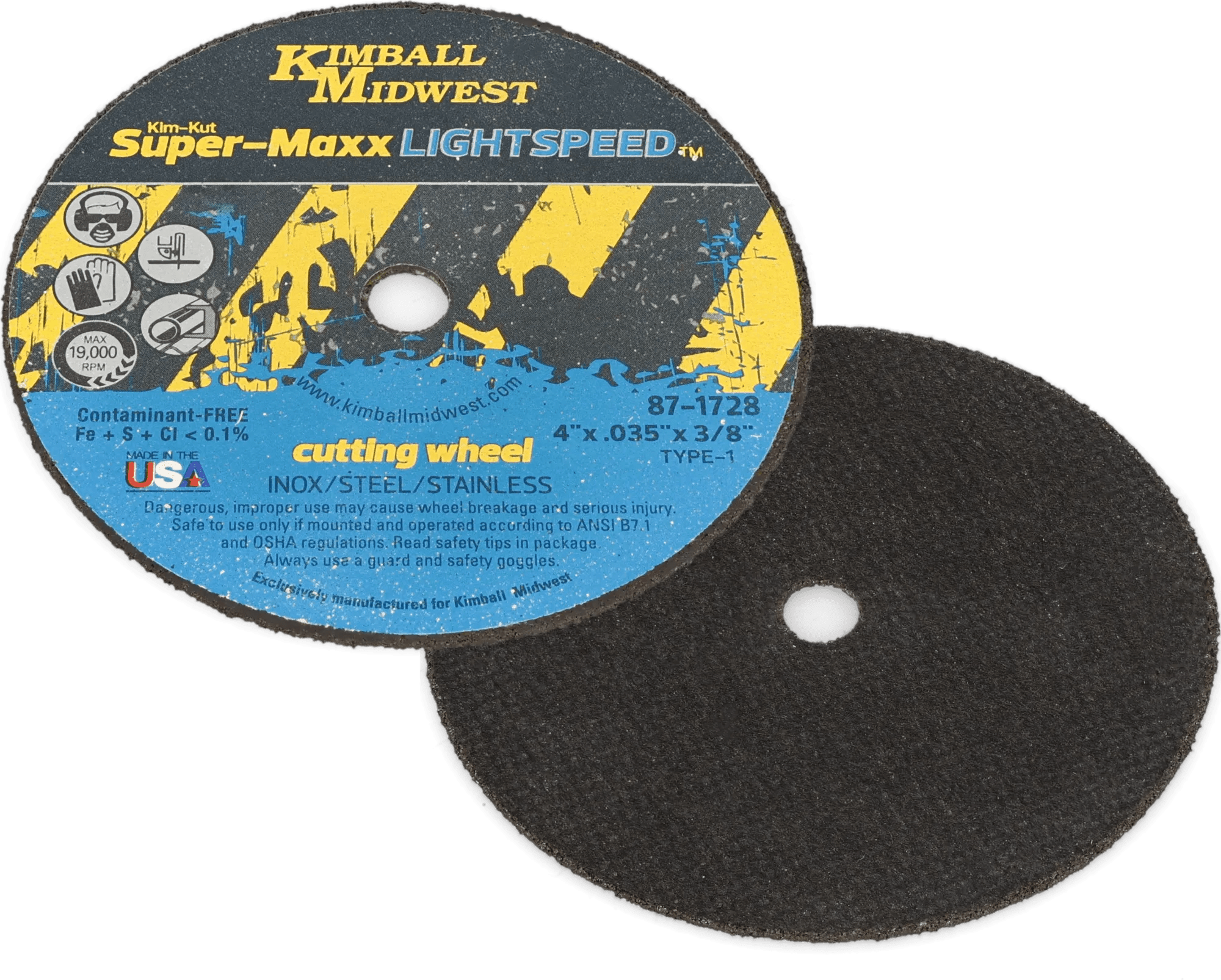 4" x .035" x 3/8" Type 1 Kim-Kut™ Super-Maxx Lightspeed™ Cut-Off Wheel - 3 Pack