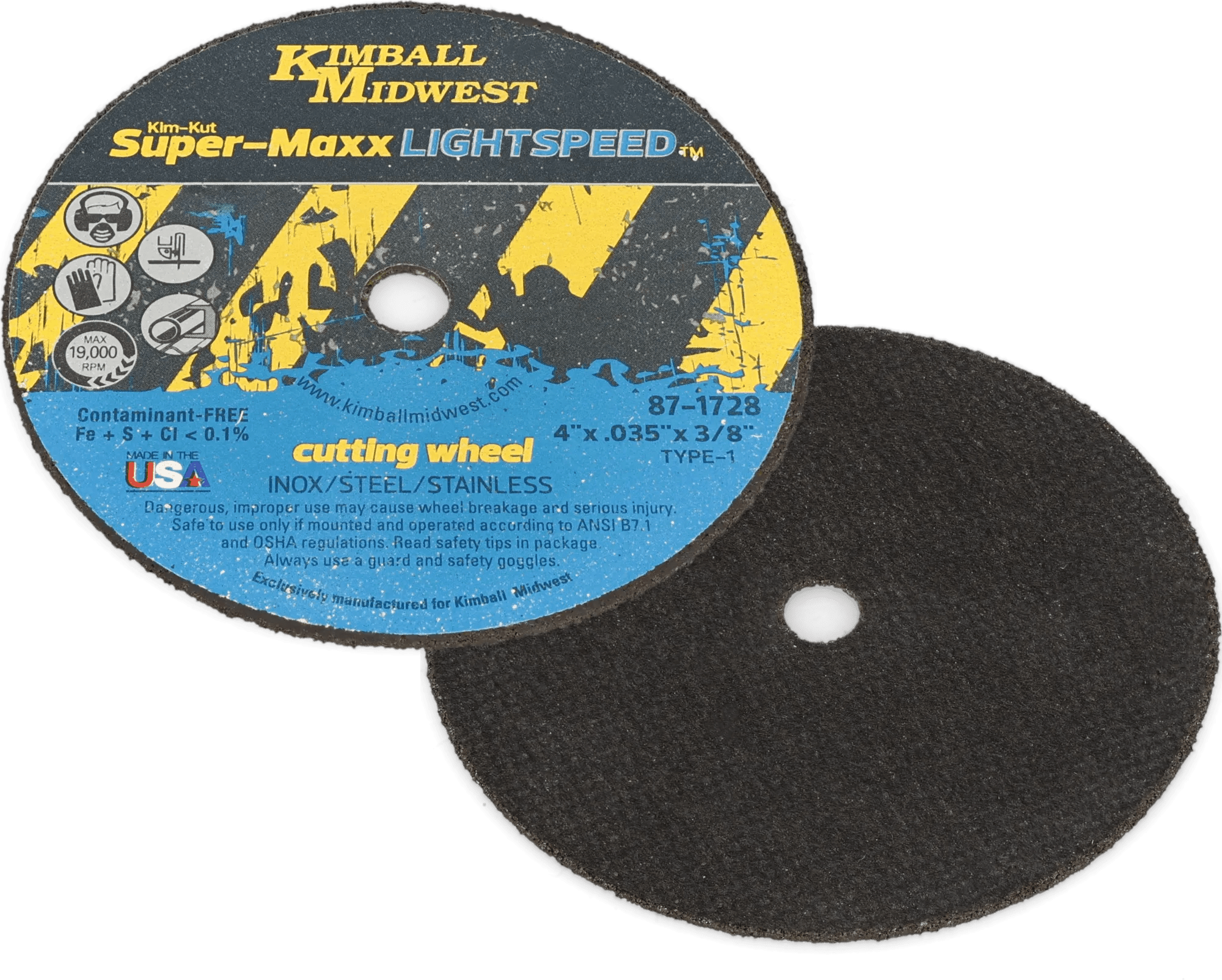 4" x .035" x 3/8" Type 1 Kim-Kut™ Super-Maxx Lightspeed™ Cut-Off Wheel