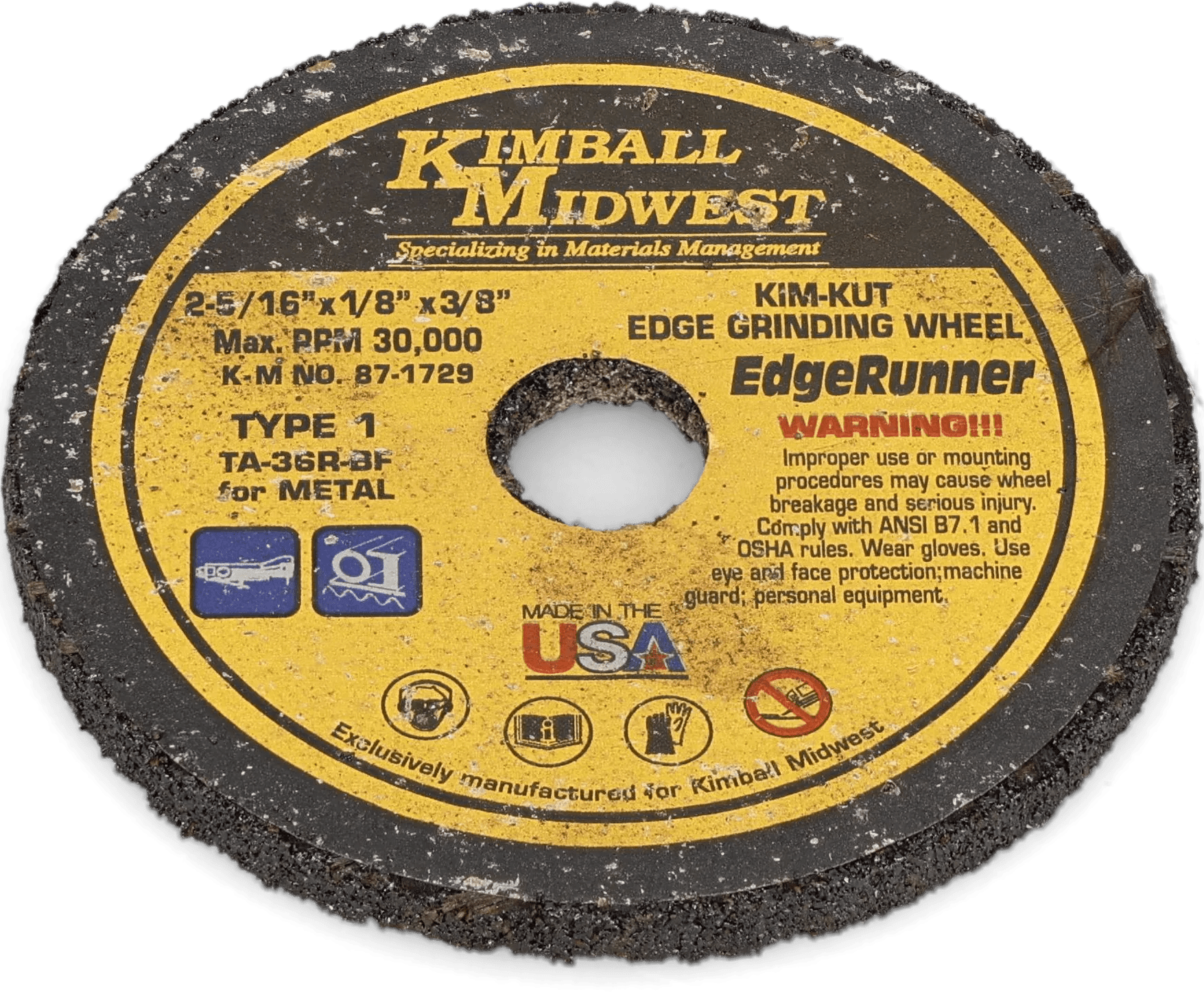 2-5/16" x 1/8" x 3/8" Type-1 Kim-Kut™ EdgeRunner™ Mini Edge Grinding Wheels