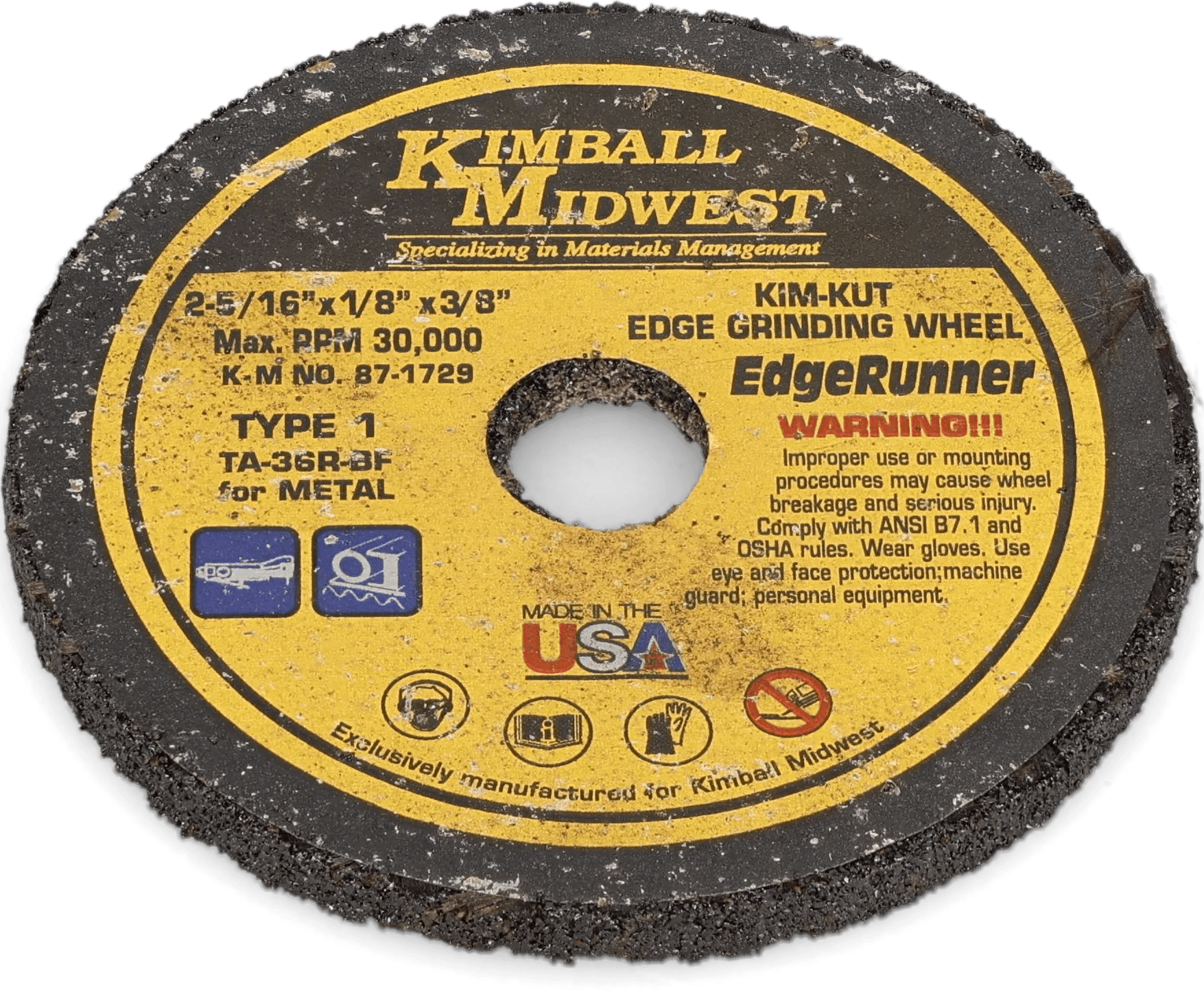 2-5/16" x 1/8" x 3/8" Type 1 Kim-Kut™ EdgeRunner™ Mini Edge Grinding Wheel