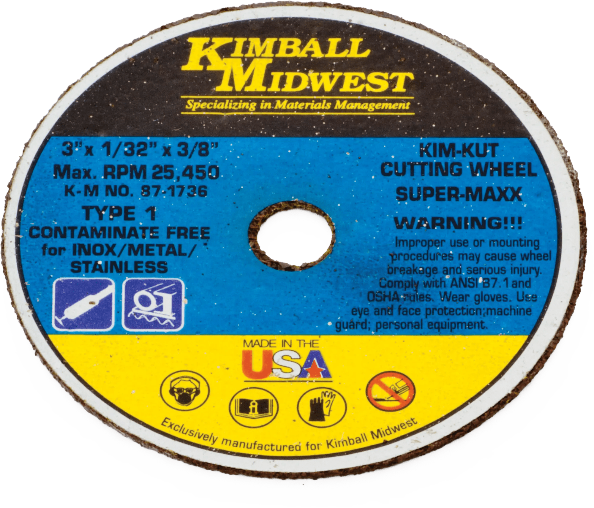2-5/16" x 1/32 x 3/8" Type 1 Kim-Kut™ Super-Maxx™ Cut-Off Wheel