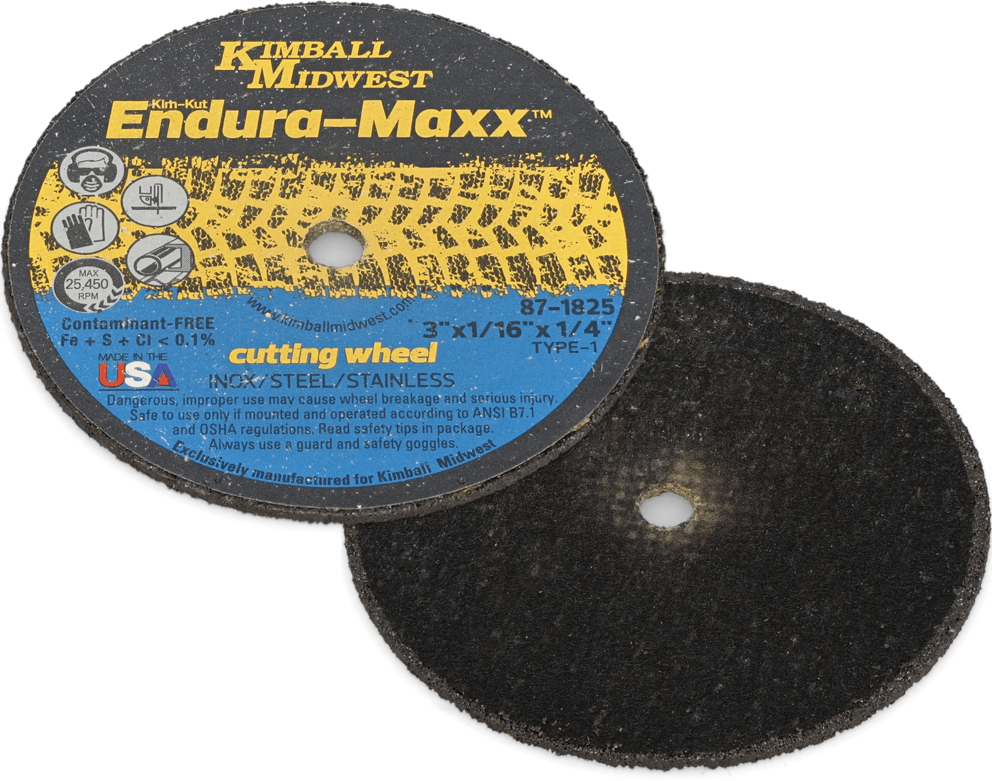 3" x 1/16" x 1/4" Type 1 Kim-Kut™ Endura-Maxx™ Cut-Off Wheel - 3 Pack
