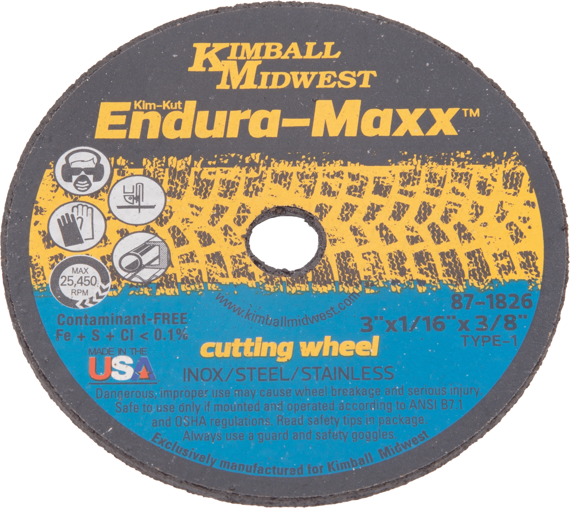 3" x 1/16" x 3/8" Type 1 Kim-Kut™ Endura-Maxx™ Cut-Off Wheel - Bulk