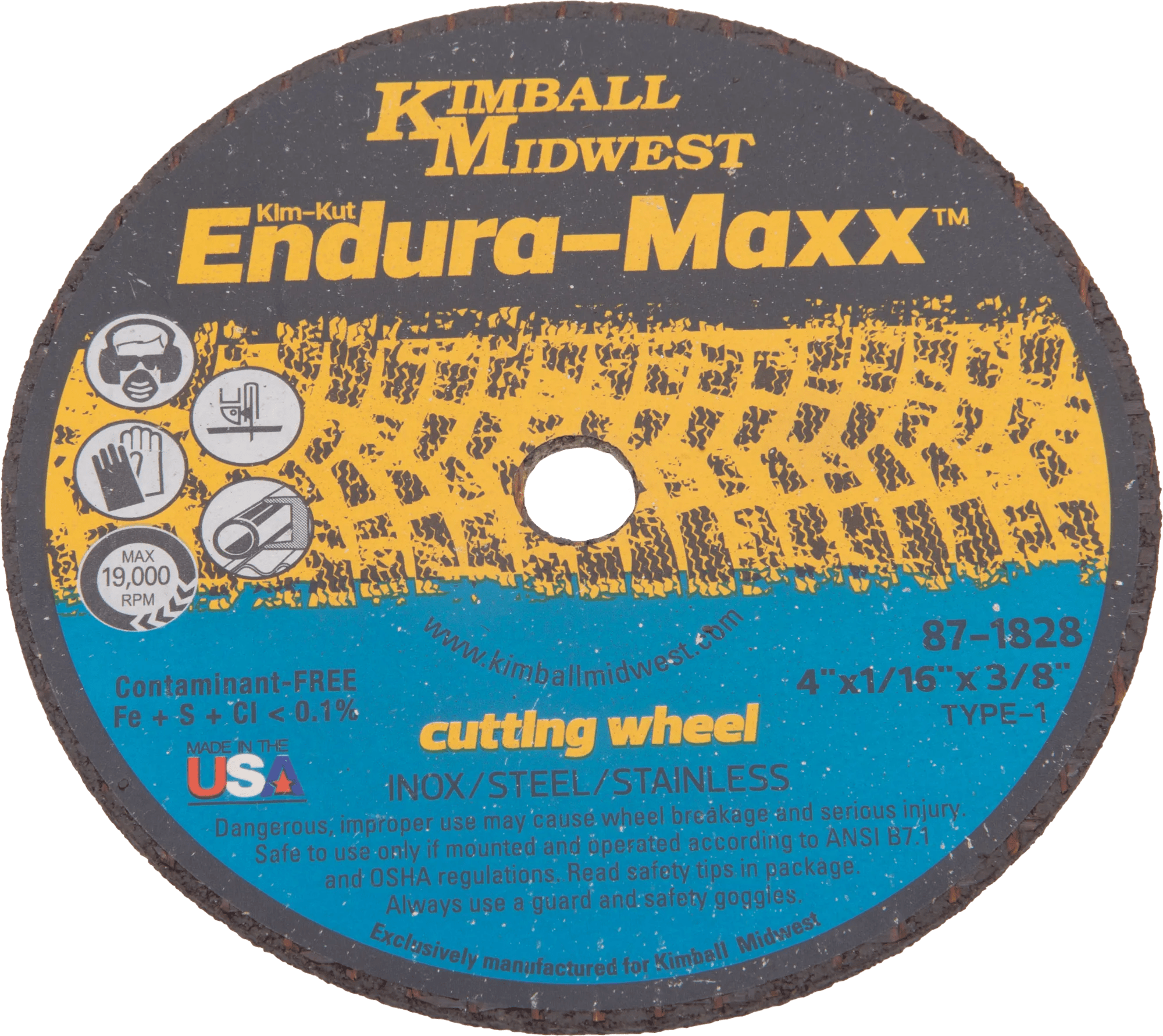 4" x 1/16" x 3/8" Type 1 Kim-Kut™ Endura-Maxx™ Cut-Off Wheel - Bulk
