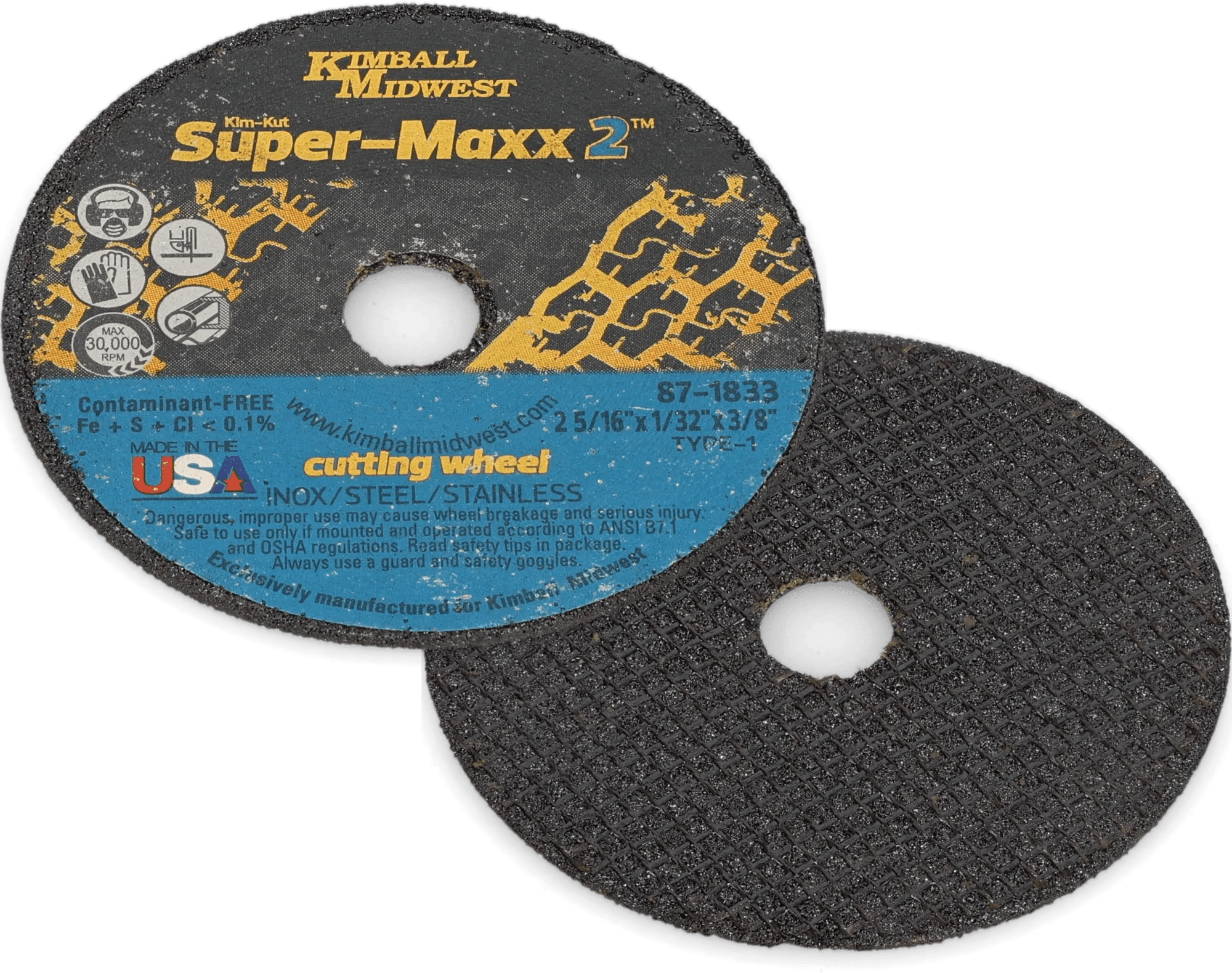 2-5/16" x 1/32" x 3/8" Type 1 Kim-Kut™ Super-Maxx™ 2 Cut Off Wheel - 5 Pack