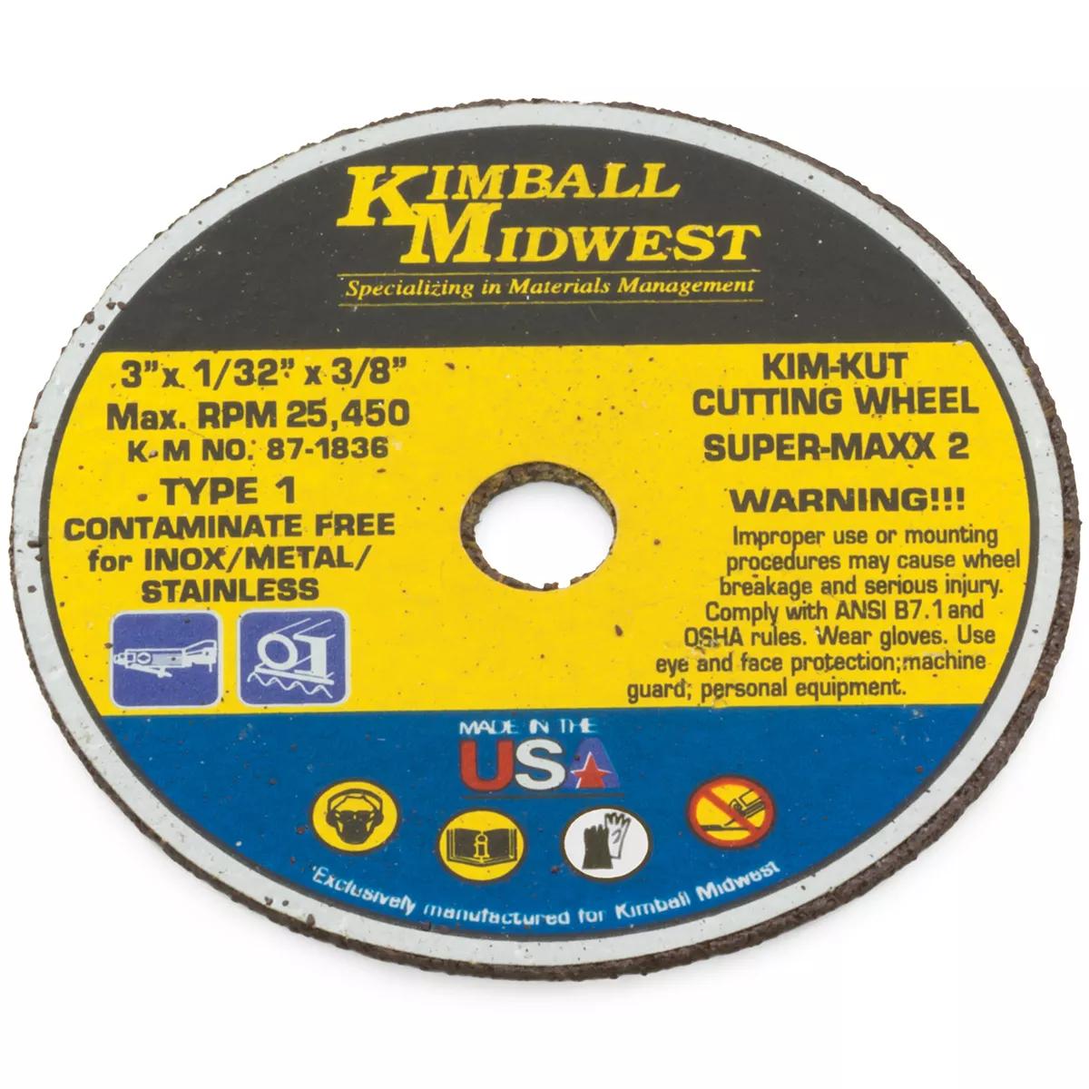 3" x 1/32" x 3/8" Type 1 Kim-Kut™ Super-Maxx 2™ Cut-Off Wheel - Bulk