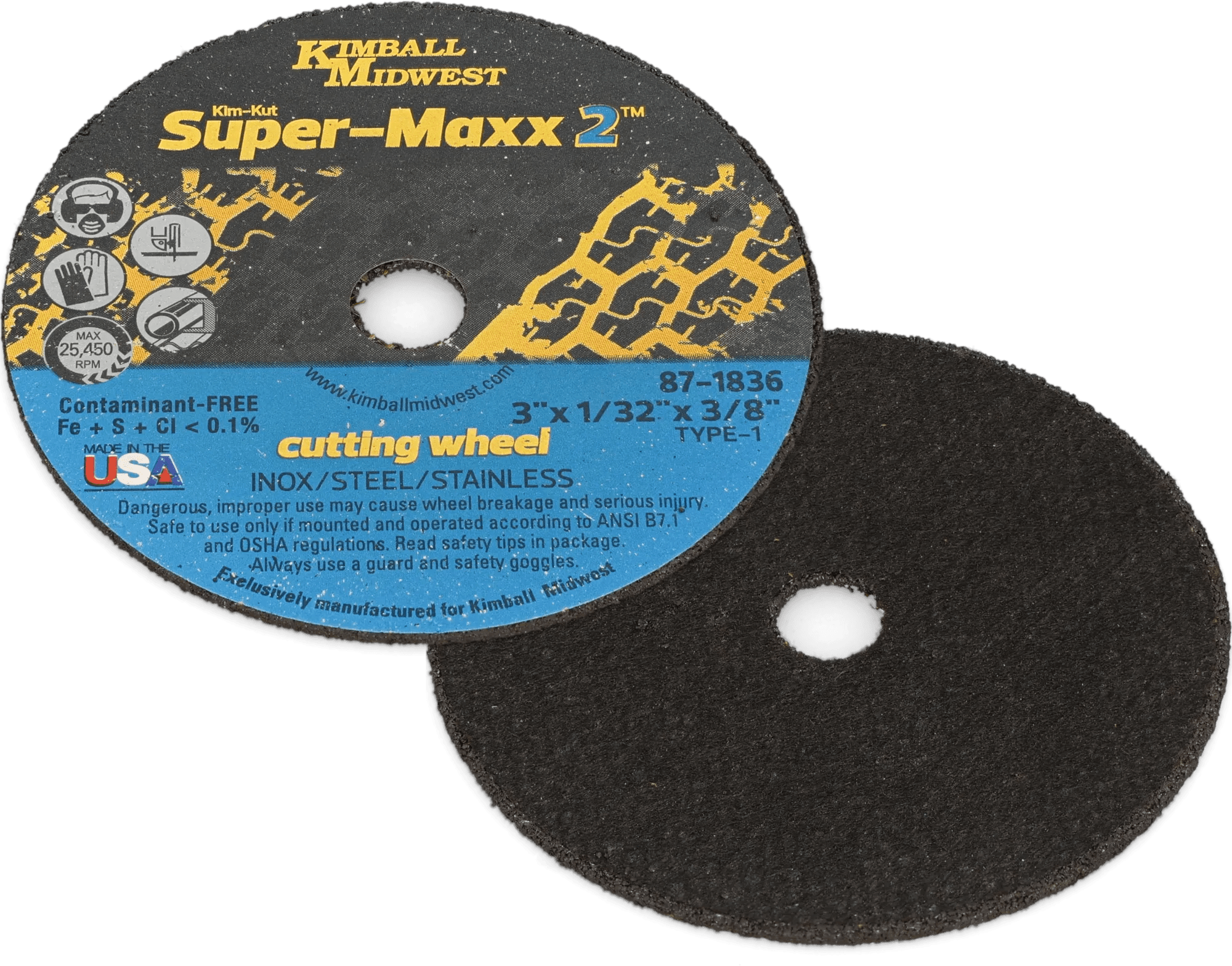 4-1/2" x .045" x 7/8" Type 1 Kim-Kut™ Super-Maxx 2™ Cut-Off Wheel - Bulk