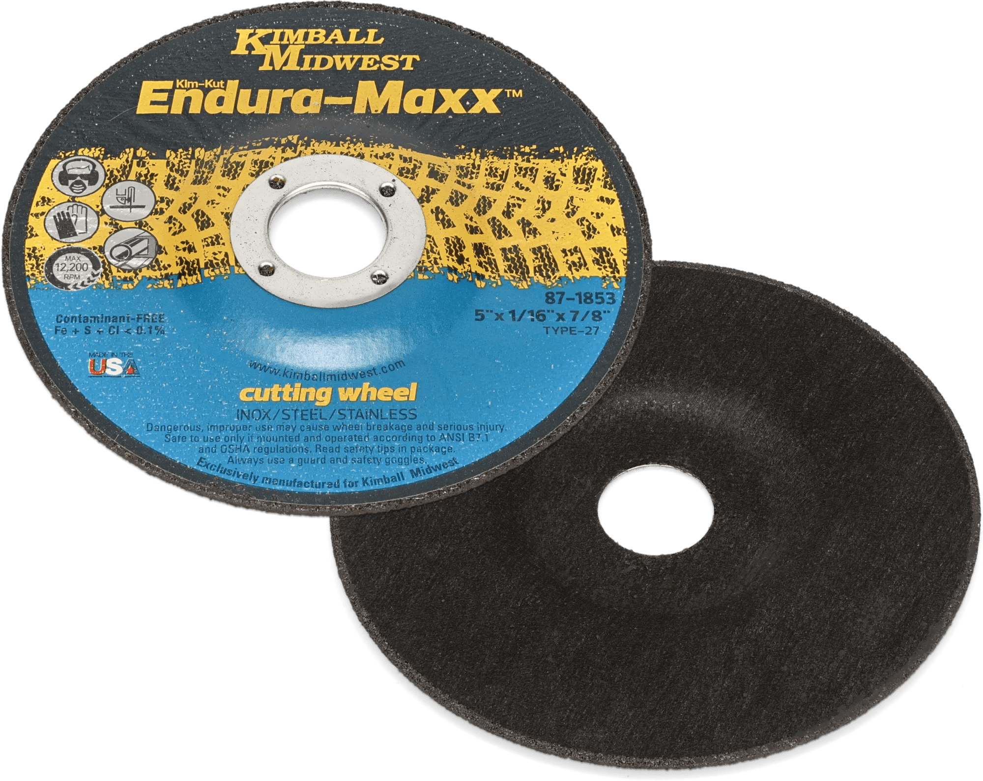 5" x 1/16" x 7/8" Type 27 Kim-Kut™ Endura-Maxx™ Cut-Off Wheel - 5 Pack