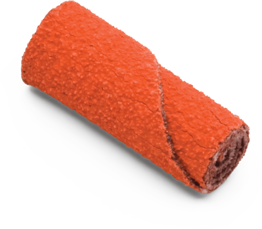 1/2" x 1-1/2" 120 Grit Straight Orange Blaze Cartridge Ceramic Grain Roll - 10 Pack