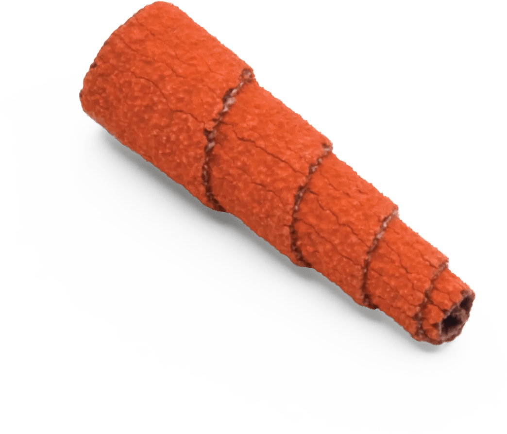 3/8" x 1-1/2" 80 Grit Tapered Orange Blaze Cartridge Ceramic Grain Roll - 10 Pack