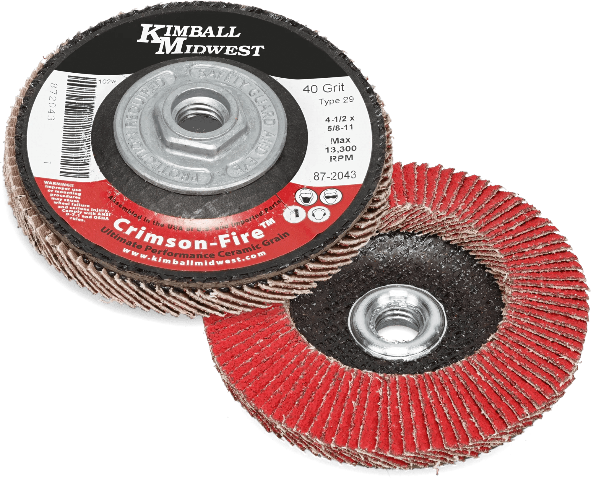 4-1/2" x 5/8"-11 80 Grit Type 29 Crimson-Fire™ Flap Disc - Small