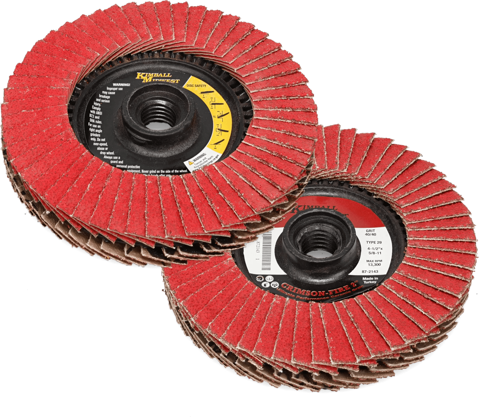 4-1/2" x 5/8"-11 40 Grit Crimson-Fire™ Type 29 2 Double-Sided Ceramic Flap Disc