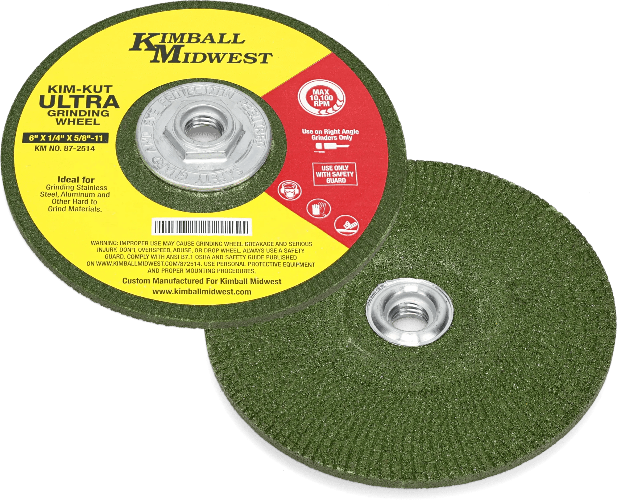 6" x 1/4" x 5/8"-11 36 Grit Kim-Kut™ Ultra Grinding Wheel - 5 Pack