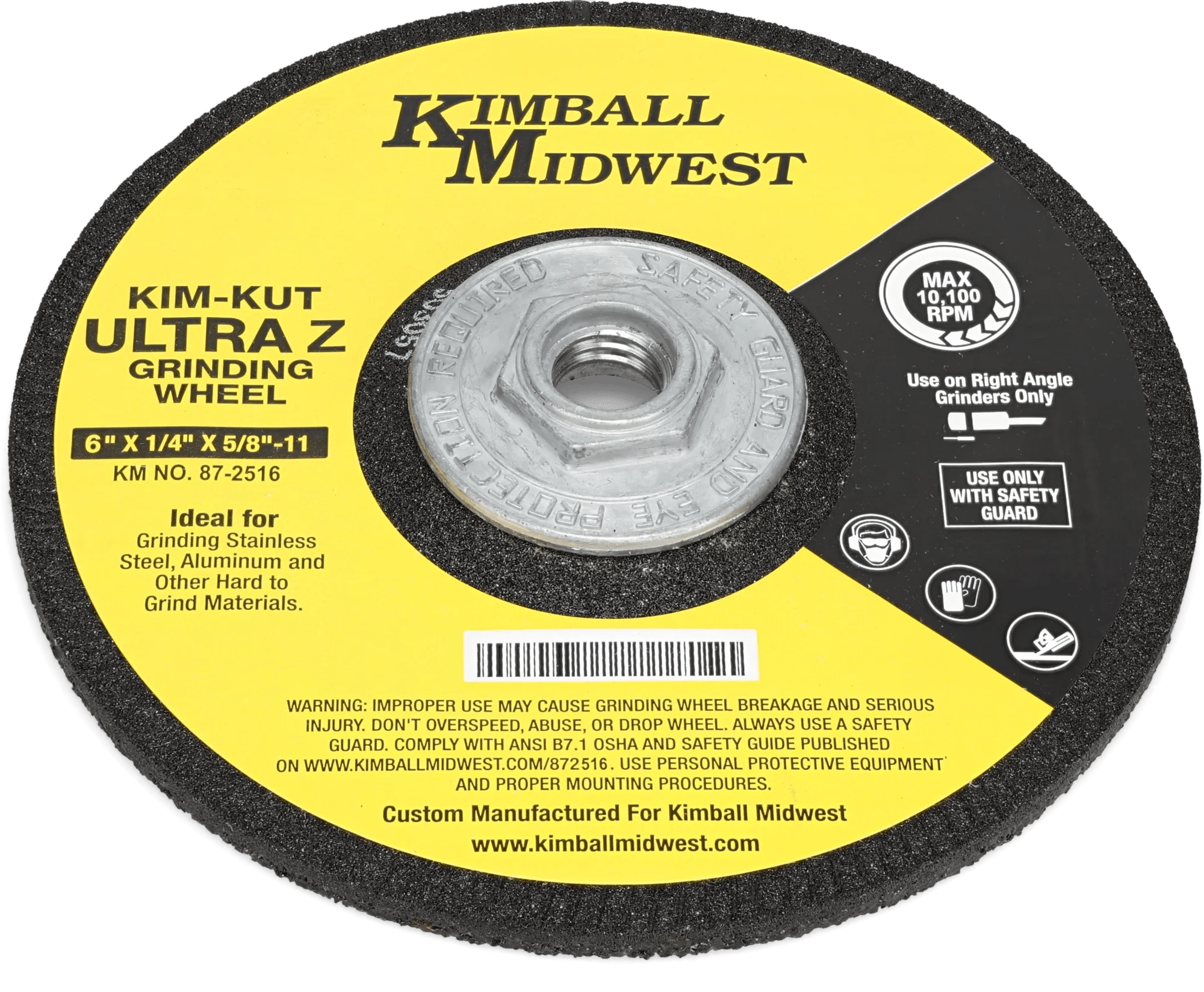 6" x 1/4" x 5/8"-11 24 Grit Kim-Kut Ultra Z Grinding Wheel