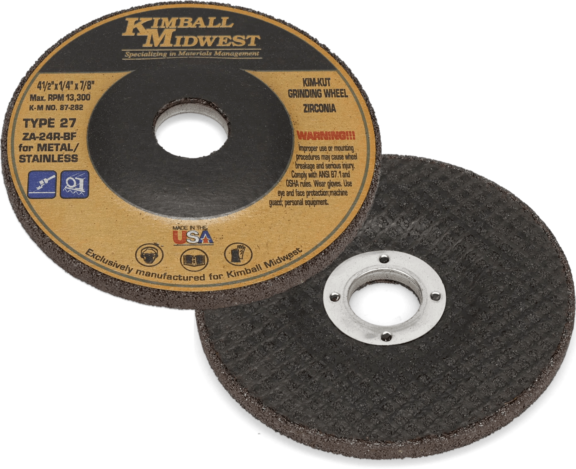 Kim-Kut™ Type-27 Zirconia Grinding Wheels