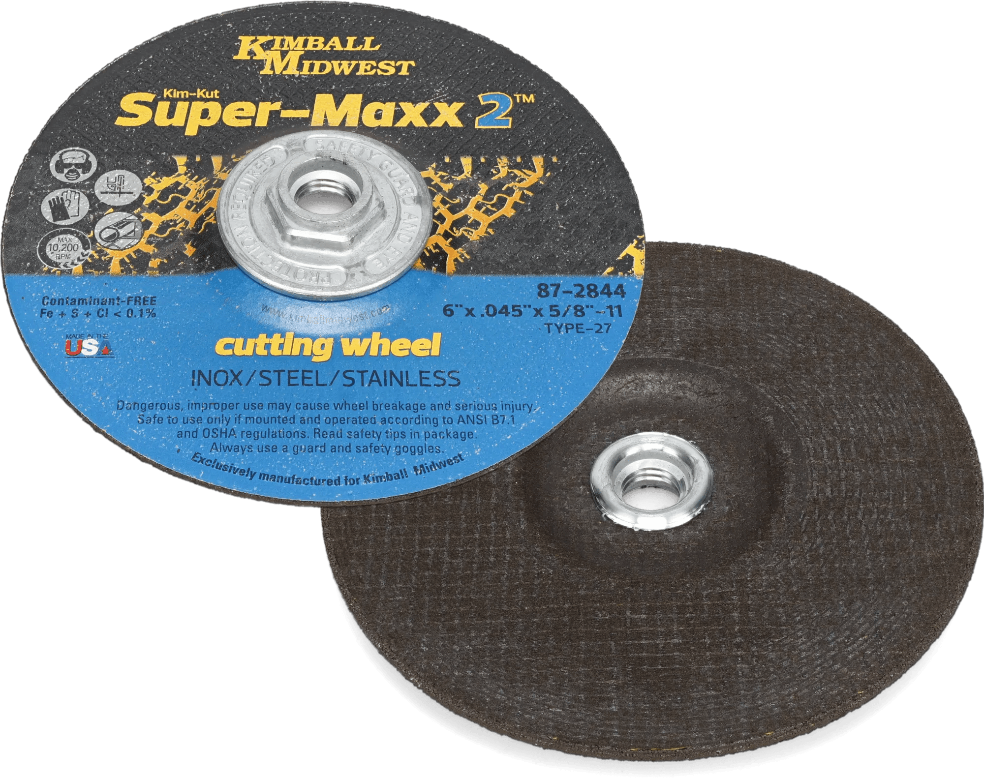 6" x .045" x 5/8"-11 Type 27 Kim-Kut™ Super-Maxx 2™ Cut-Off Wheel - 3 Pack