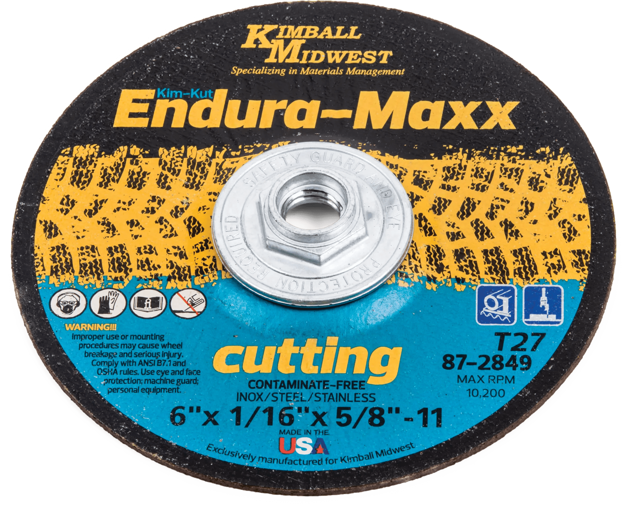 6" x 1/16" x 5/8"-11 Type 27 Kim-Kut™ Endura-Maxx™ Cut-Off Wheel - 3 Pack