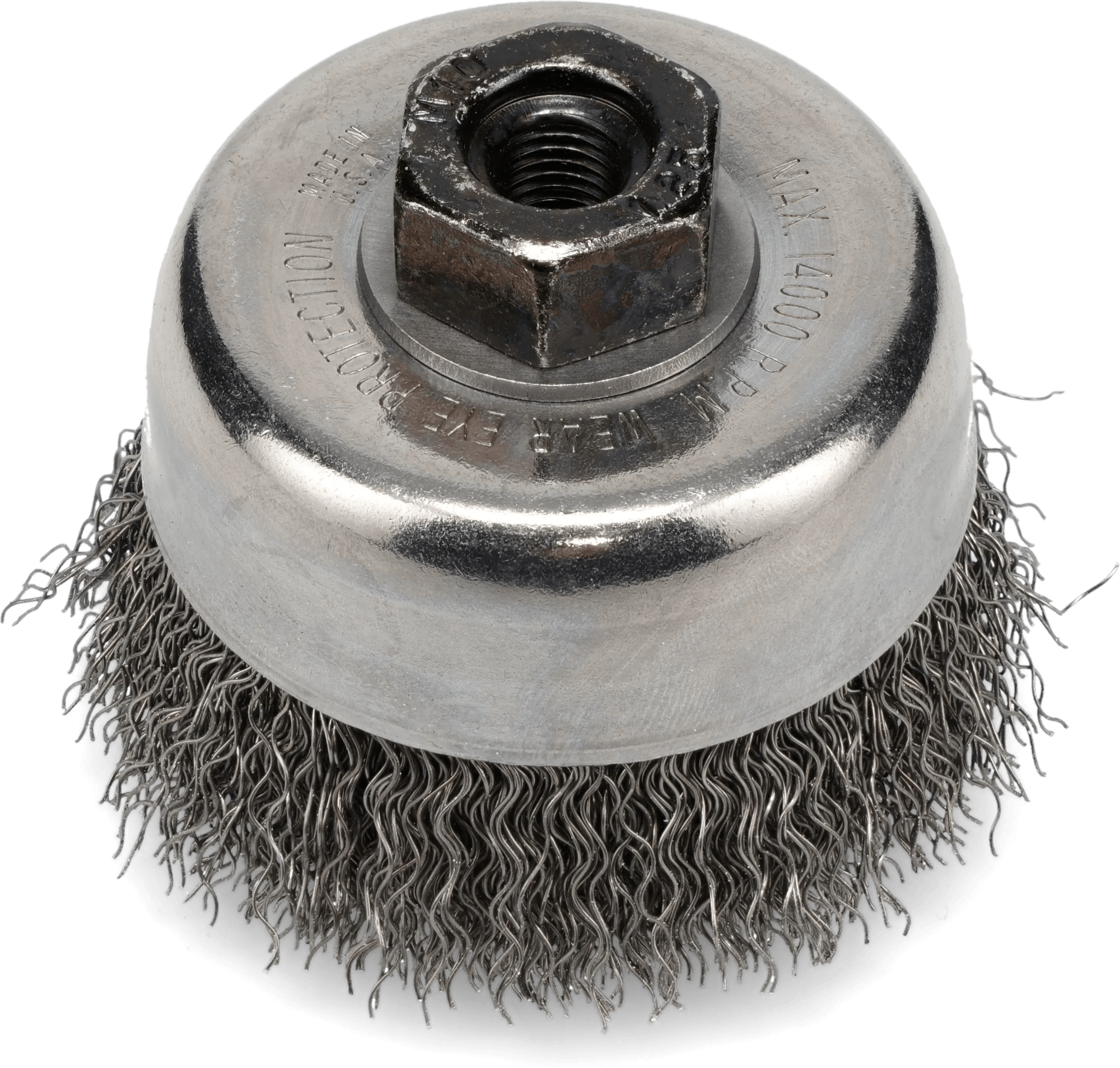 3" x 1" x M10 x 1.25 x .014 Crimped Steel Wire Cup Brush