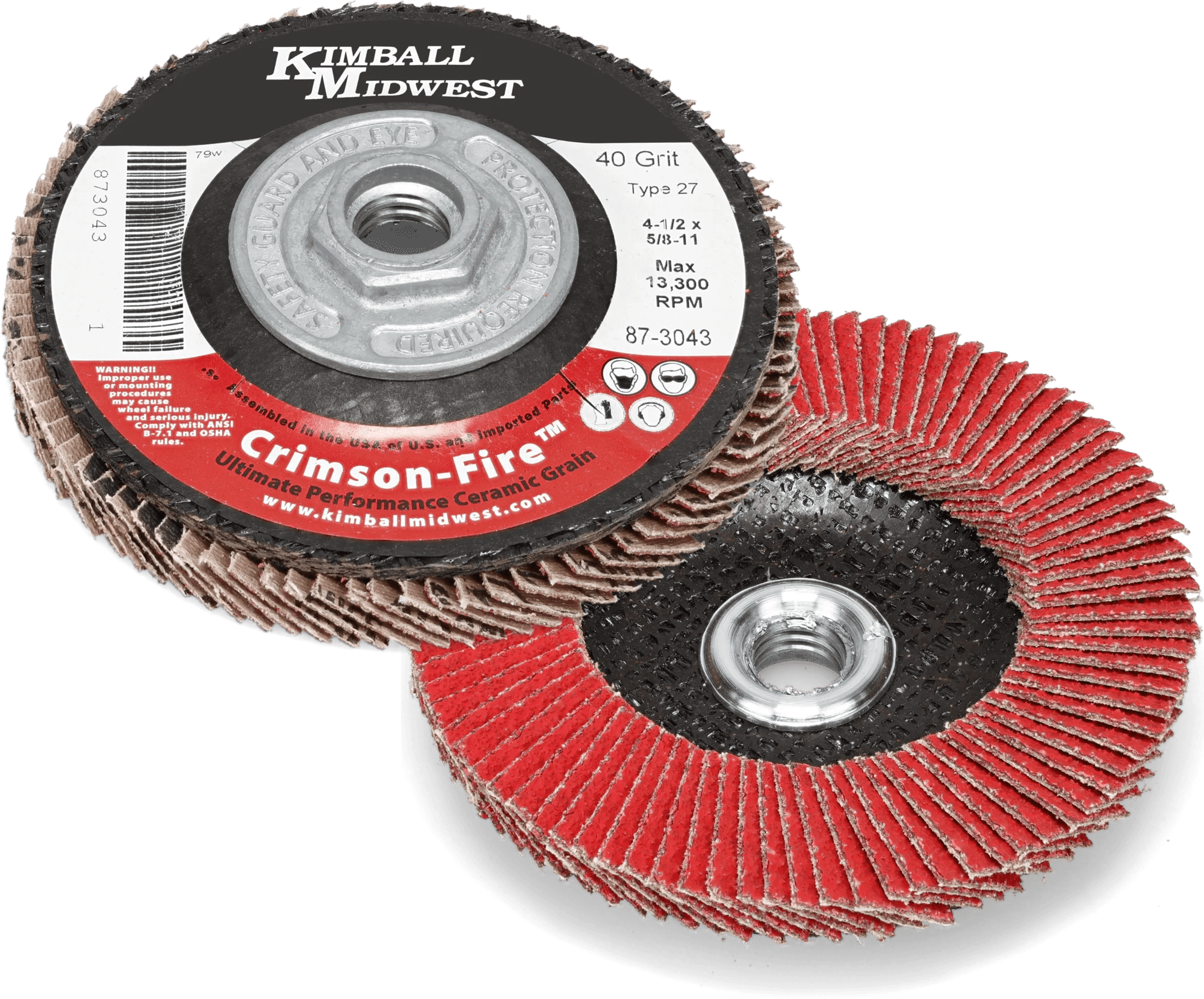 Crimson-Fire™ Type-27 Ceramic Flap Discs