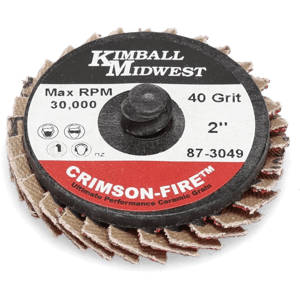 2" 40-Grit Type-R Crimson-Fire™ Mini Ceramic Grain Flap Disc - Bulk