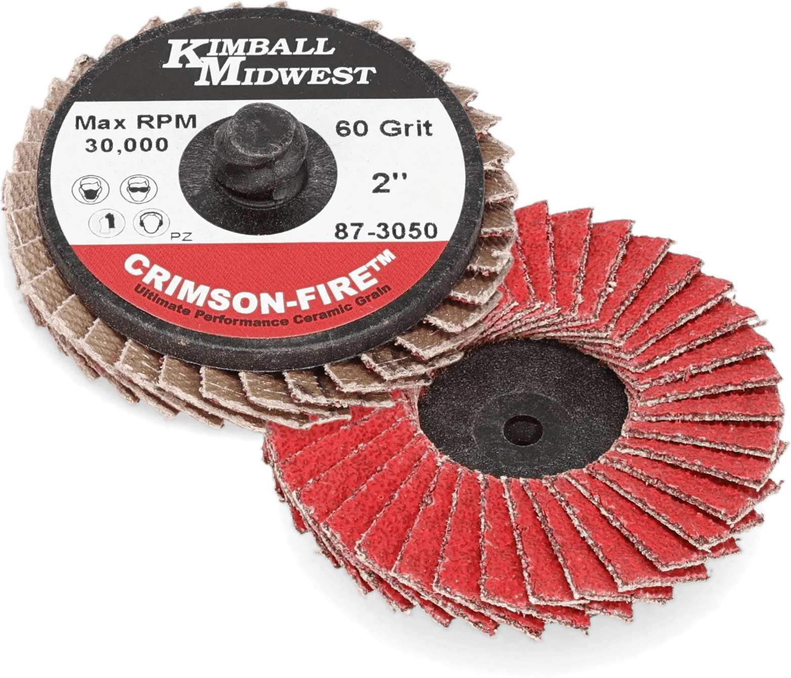 2" 80 Grit Type R Crimson-Fire™ Mini Ceramic Grain Flap Disc - 10 Pack