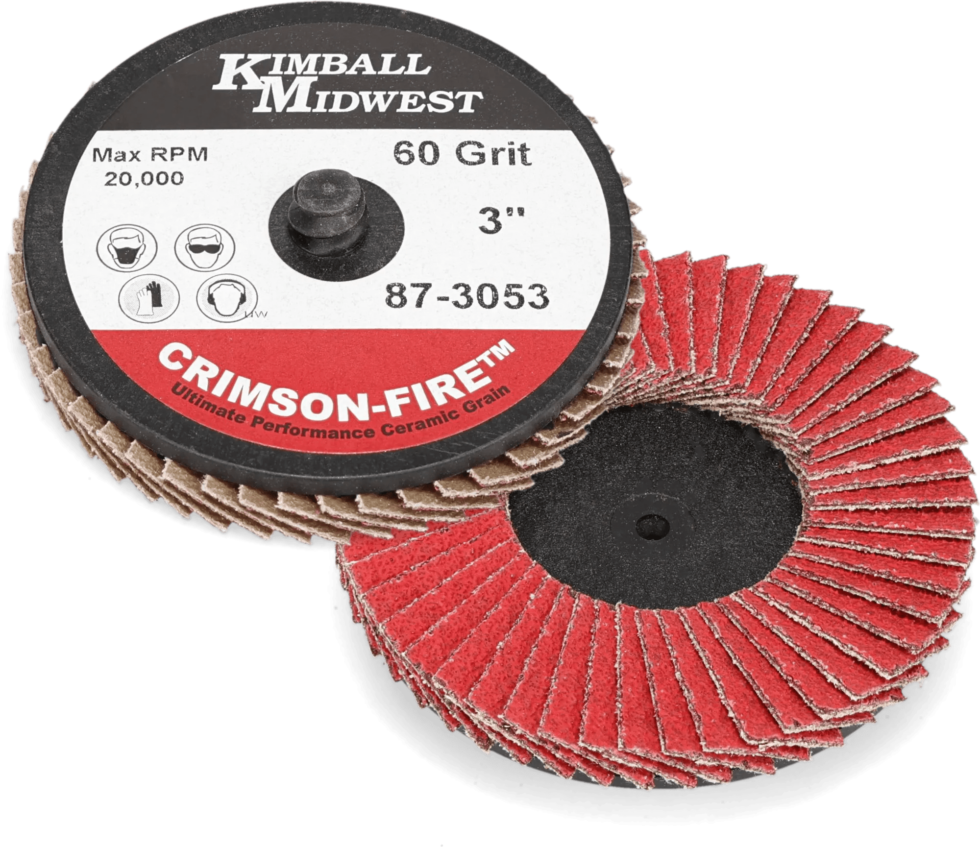 3" 60 Grit Type R Crimson-Fire™ Mini Ceramic Grain Flap Disc - 3 Pack