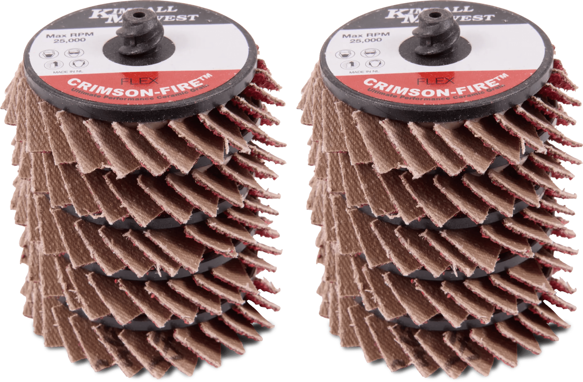 2" 40 Grit Type R Crimson-Fire™ Mini Flex Ceramic Grain Flap Disc - Bulk