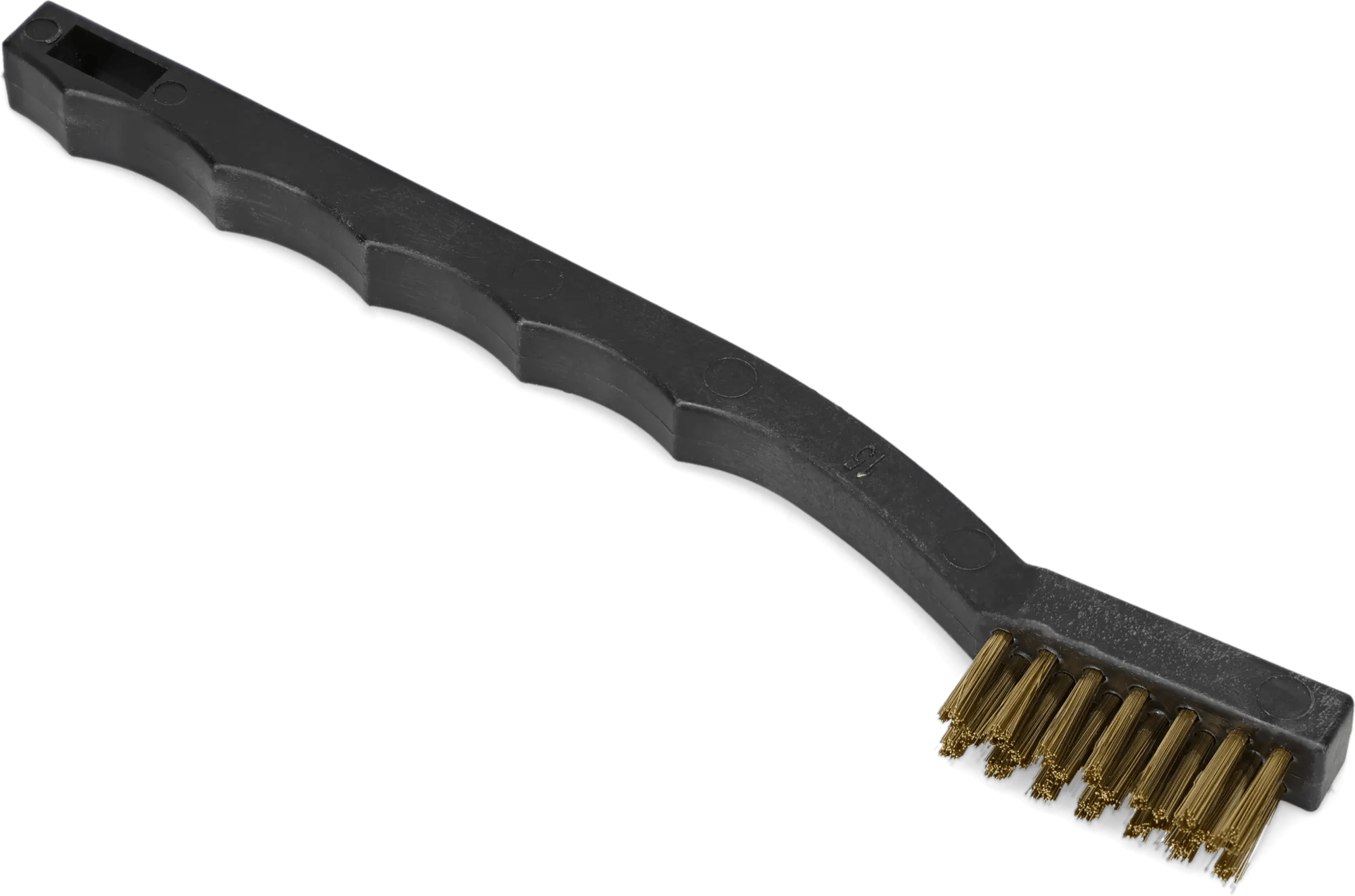 7-1/2" x 1/2" Mini Shoe Handle Brass Wire Scratch Brush - 5 Pack
