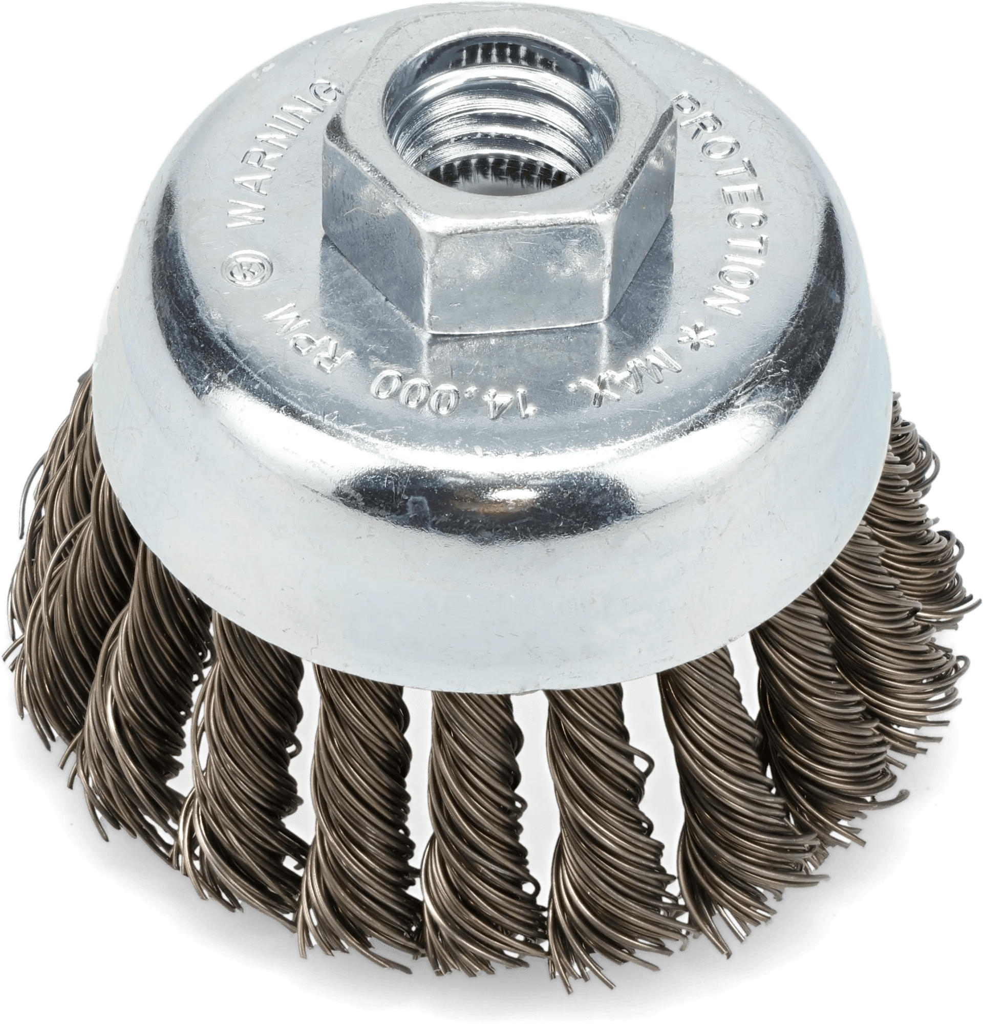 2-3/4" x 5/8"-11 Single Row Twisted Knot Steel Wire Cup Brush