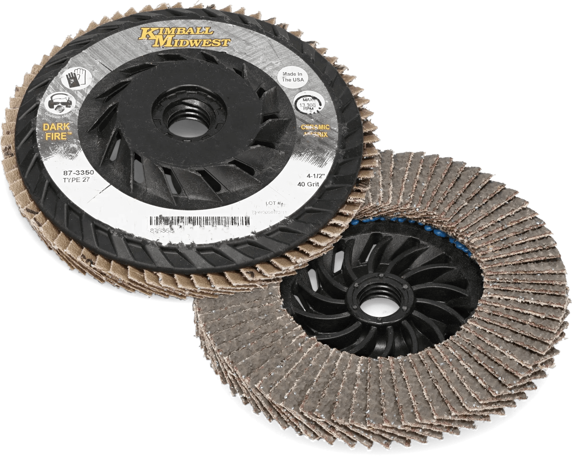 4-1/2" x 5/8"-11 40 Grit Type 27 Dark-Fire™ Ceramic Flap Disc