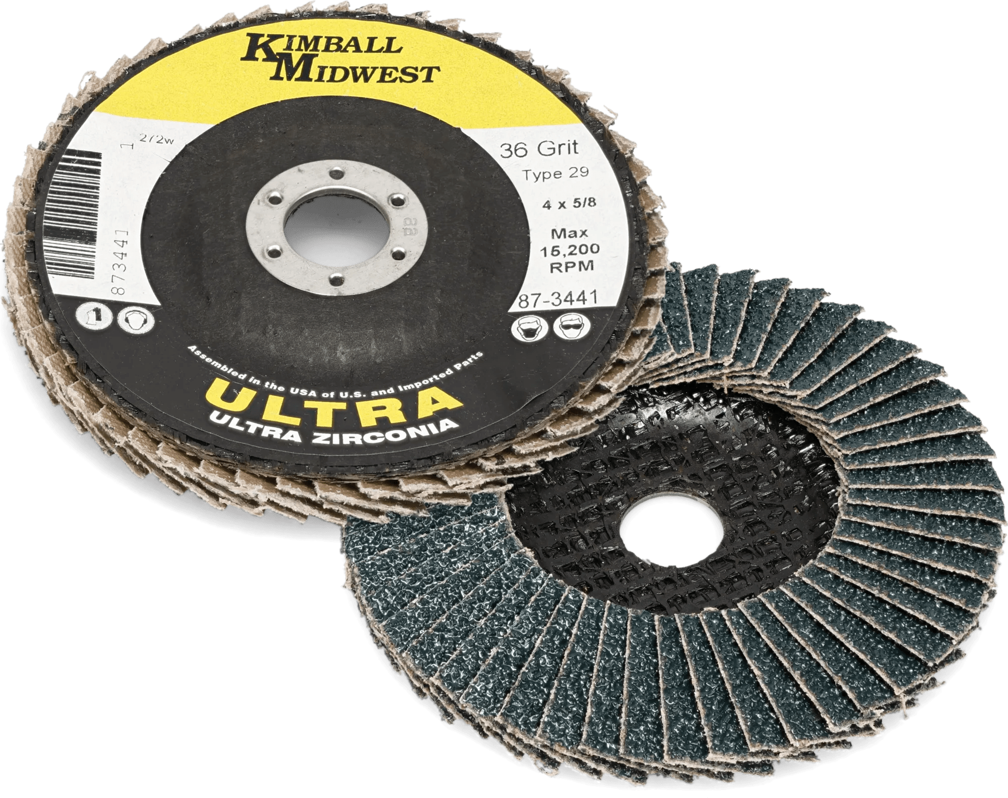 4-1/2" x 5/8" 80 Grit Type 29 Fiberglass Back Zirconia Flap Disc - Medium - 10 Pack