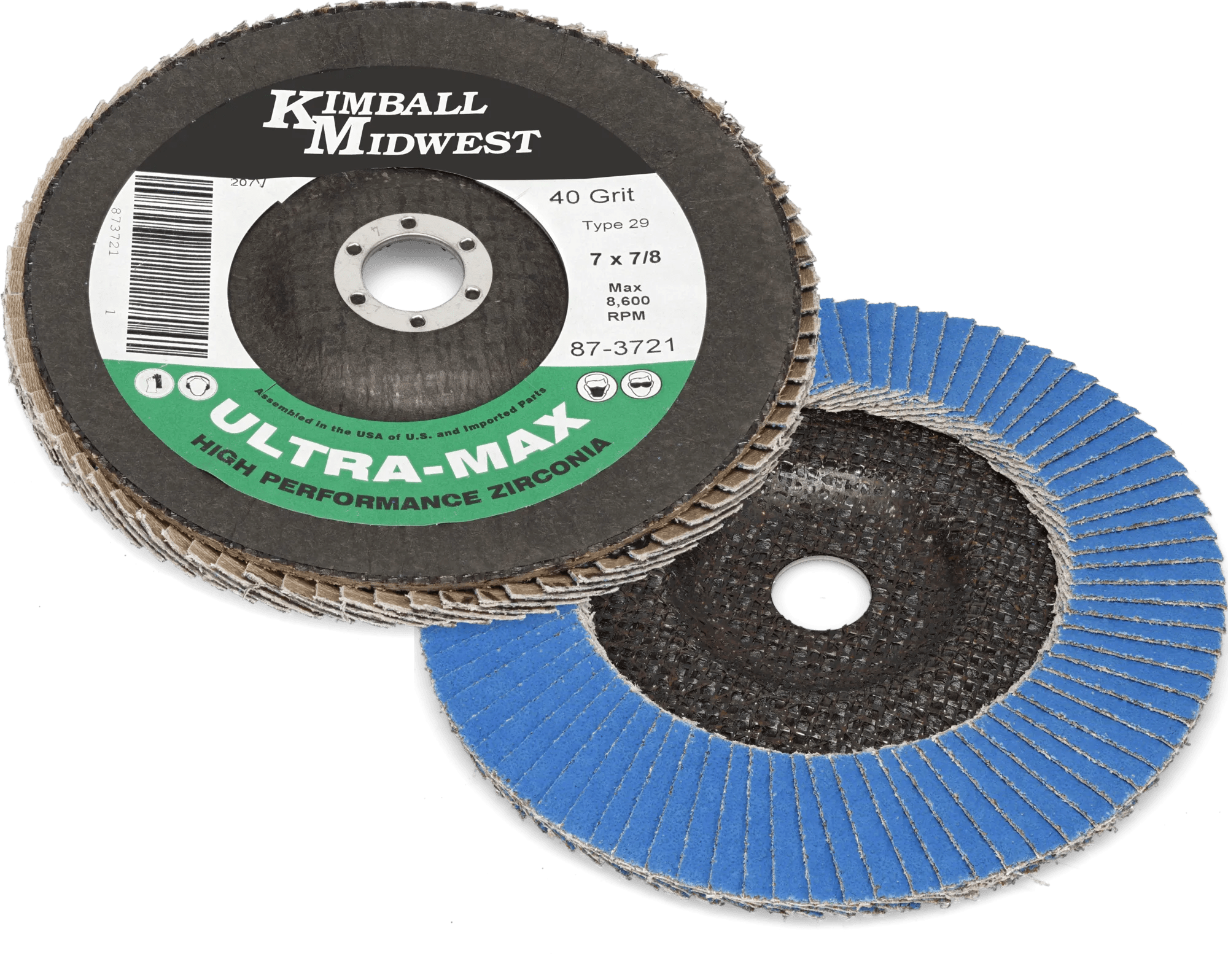 7" x 7/8" 40 Grit Type 29 Ultra-Max Zirconia Flap Disc