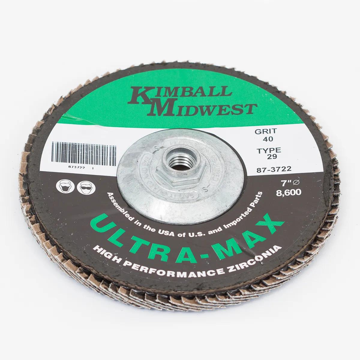 7" x 5/8"-11 40 Grit Type 29 Ultra-Max Zirconia Flap Disc - 10 Pack