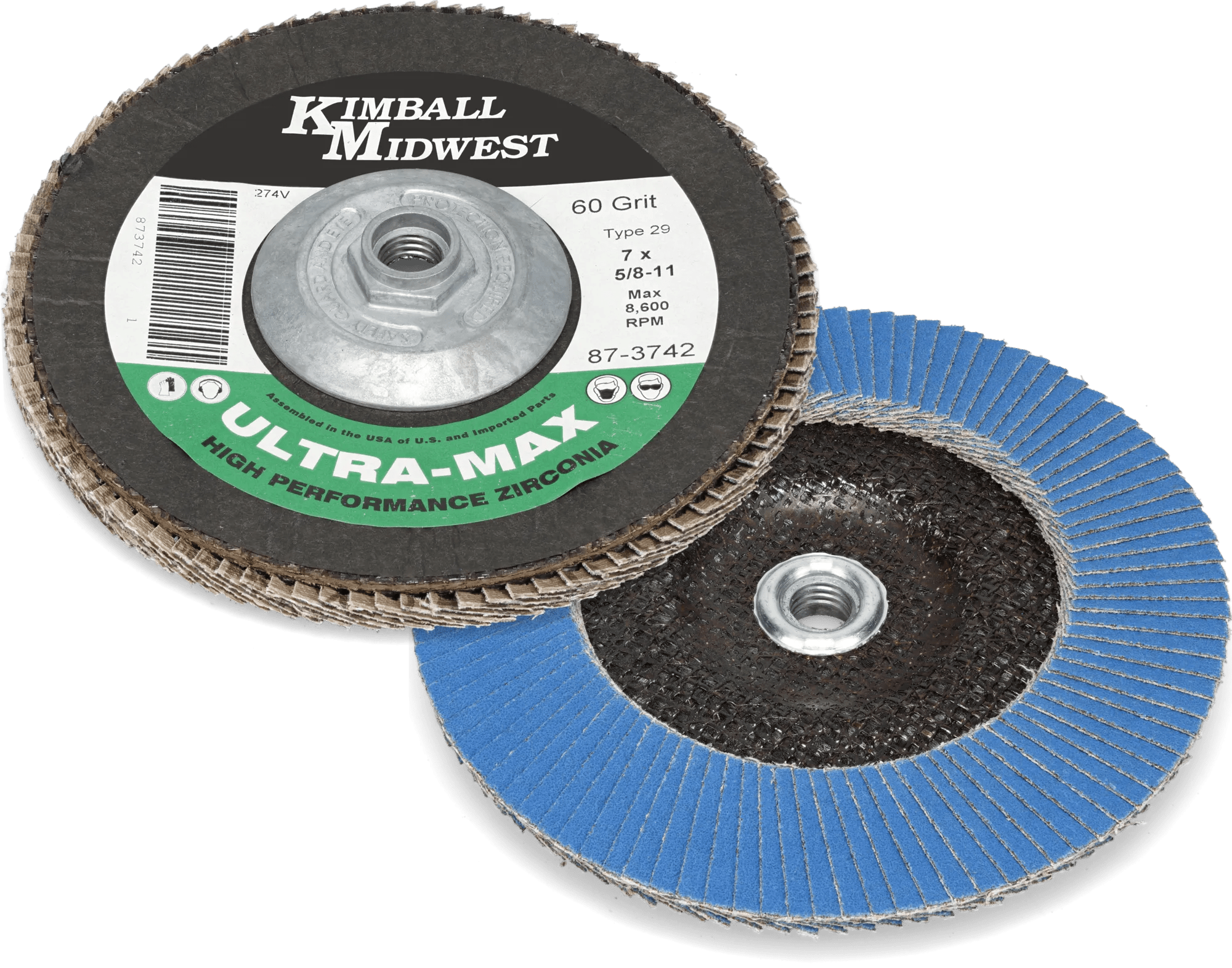 7" x 5/8"-11 60 Grit Type 29 Ultra-Max Zirconia Flap Disc - Smal - 5 Pack