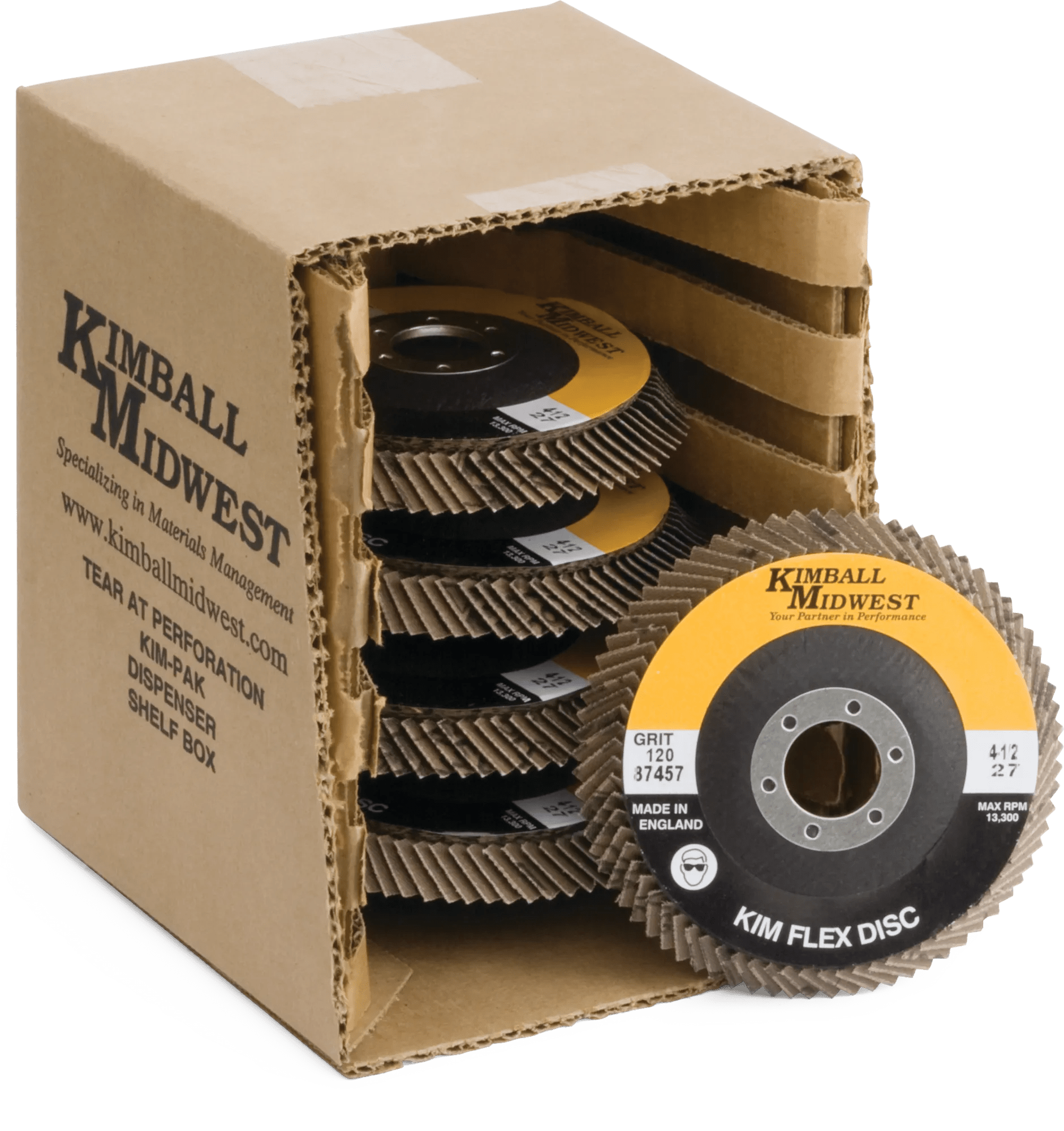 4-1/2" x 7/8" 60 Grit Type 27 Kim-Flex Flap Disc - Kim-Pak - 5 Pack