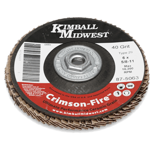 6" x 5/8"-11 40 Grit Type 29 Crimson Fire™ Flap Disc - Bulk