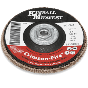 6" x 5/8"-11 80 Grit Type 29 Crimson Fire™ Flap Disc - Bulk