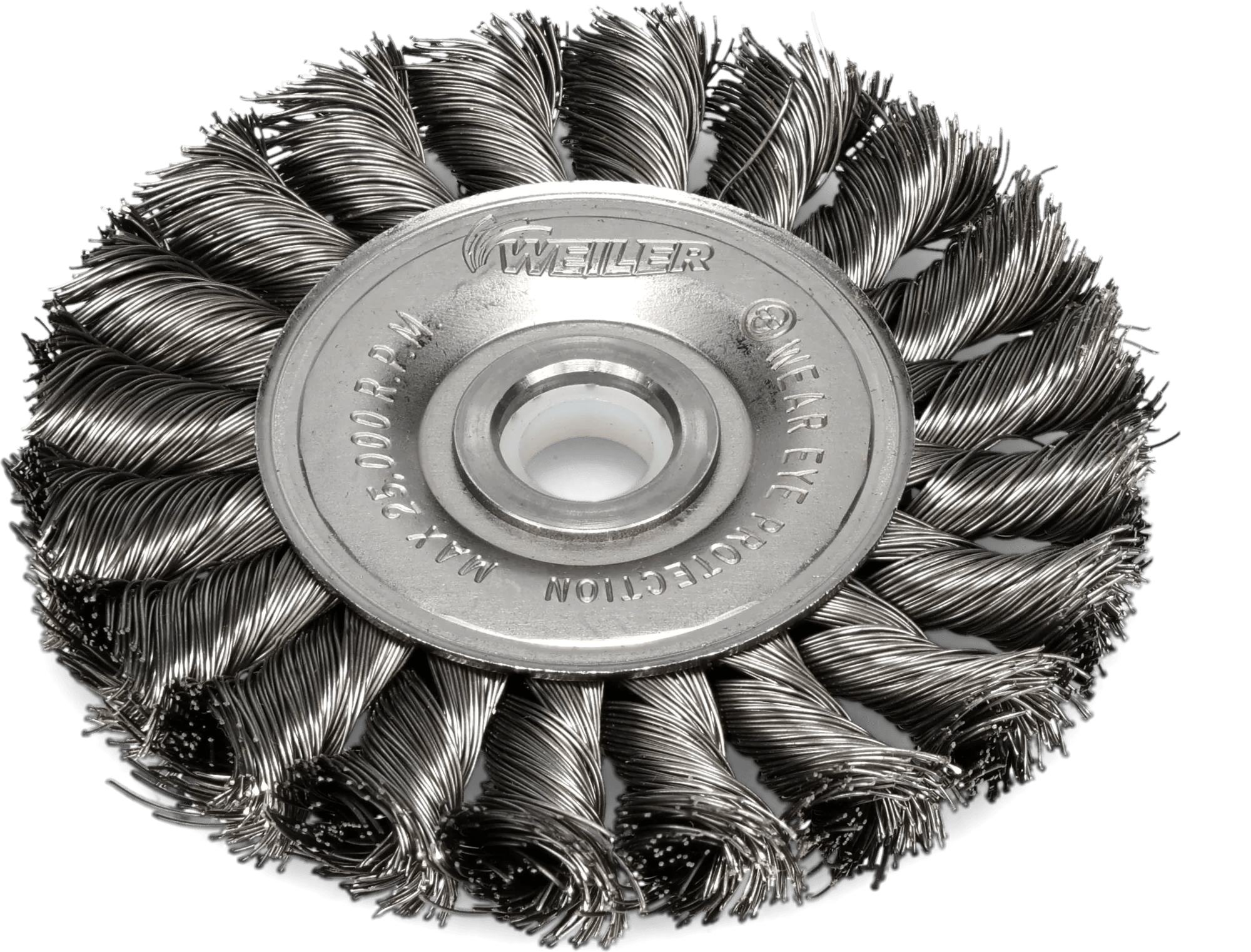 3" x 3/8" Twisted Knot Steel Wire Brush Wheel w/ 1/2" - 3/8" Arbor Hole Adapter