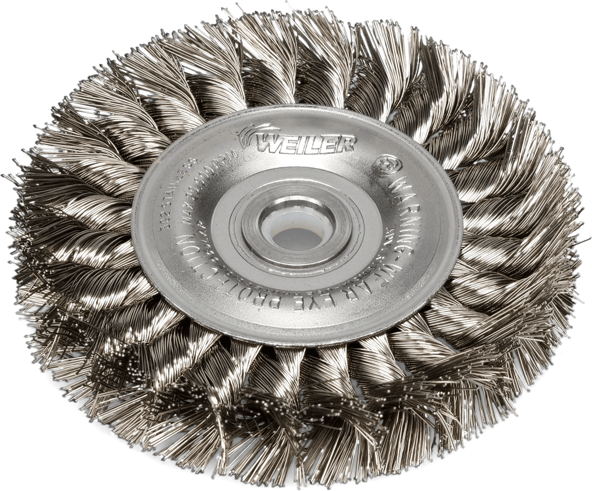 4" x 1/2" x .014 Twisted Knot Steel Wire Brush Wheel w/ 1/2" - 3/8" Arbor Hole Adapter