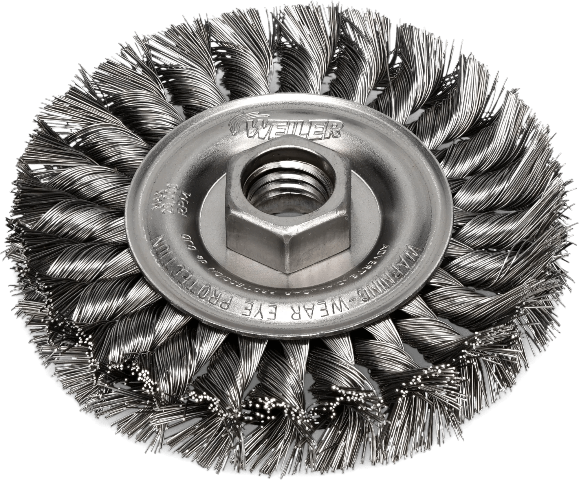 4" x 1/2" x .014 Twisted Knot Steel Wire Brush Wheel w/ 5/8"-11 Arbor Hole