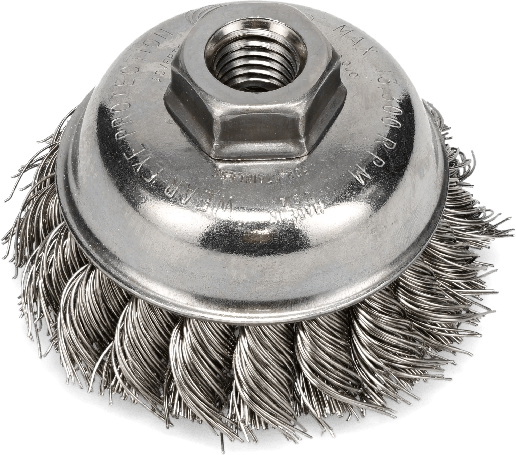 3-1/2" Single Row Twisted Knot Stainless Steel Wire Cup Brush